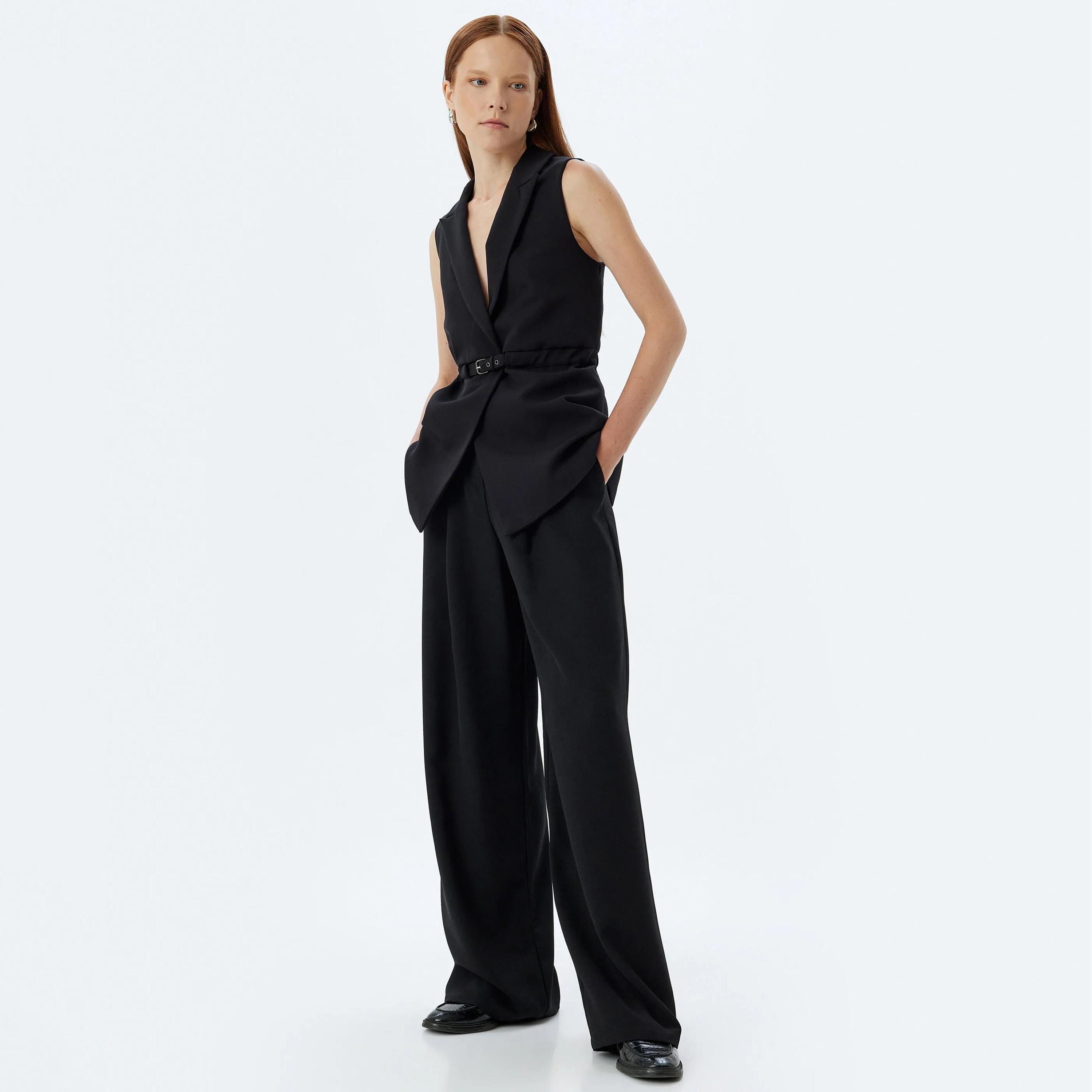 KOTON Black Lapel collar Women's Blazer-women-clothing-coatsandjackets-blazers-image-2