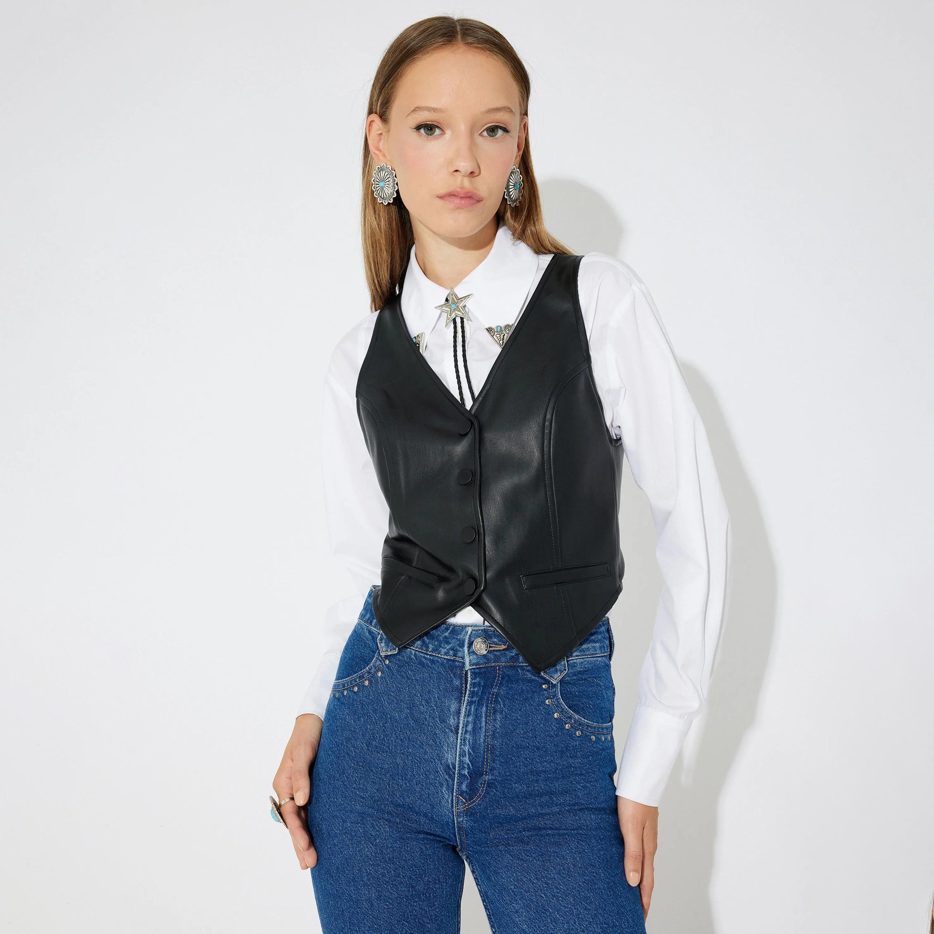 KOTON Black Women's Waistcoat-women-winterwear-coatsandjackets-waistcoats-image-1