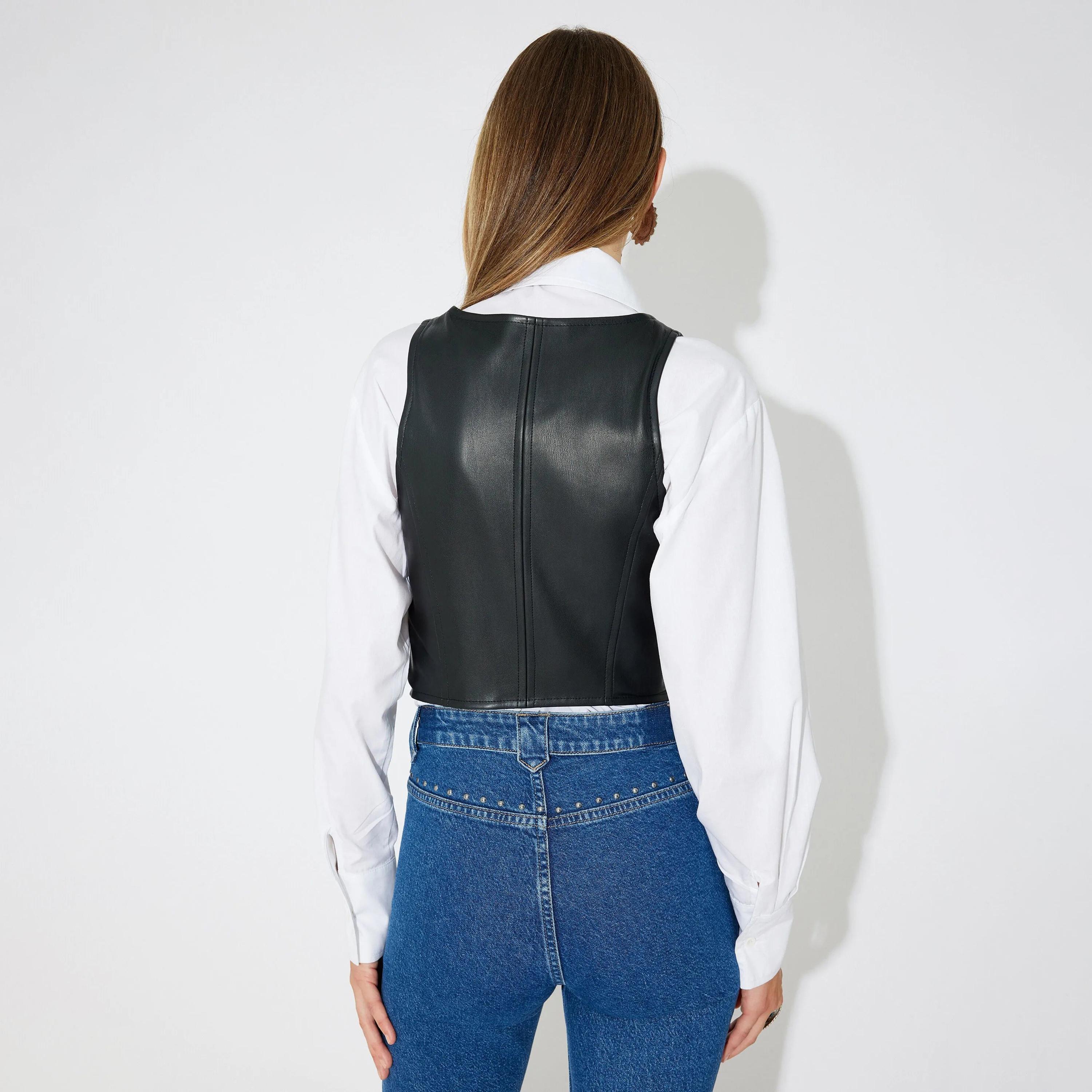 KOTON Black Women's Waistcoat-women-winterwear-coatsandjackets-waistcoats-image-3