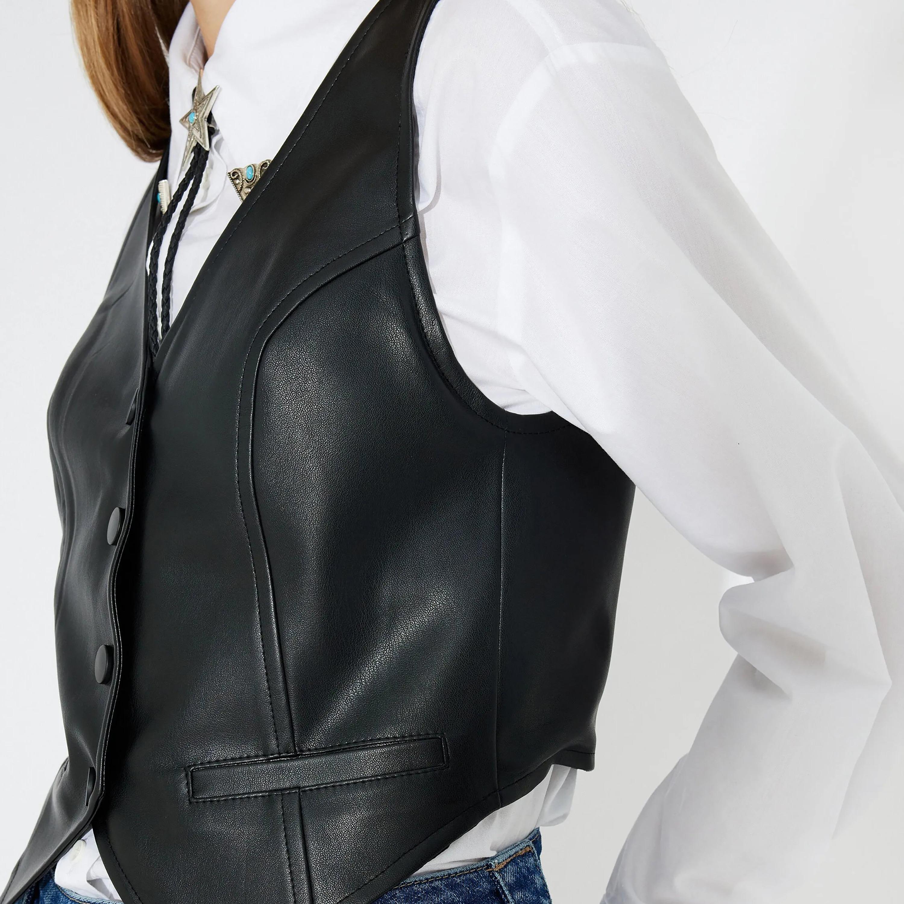 KOTON Black Women's Waistcoat-women-winterwear-coatsandjackets-waistcoats-image-4