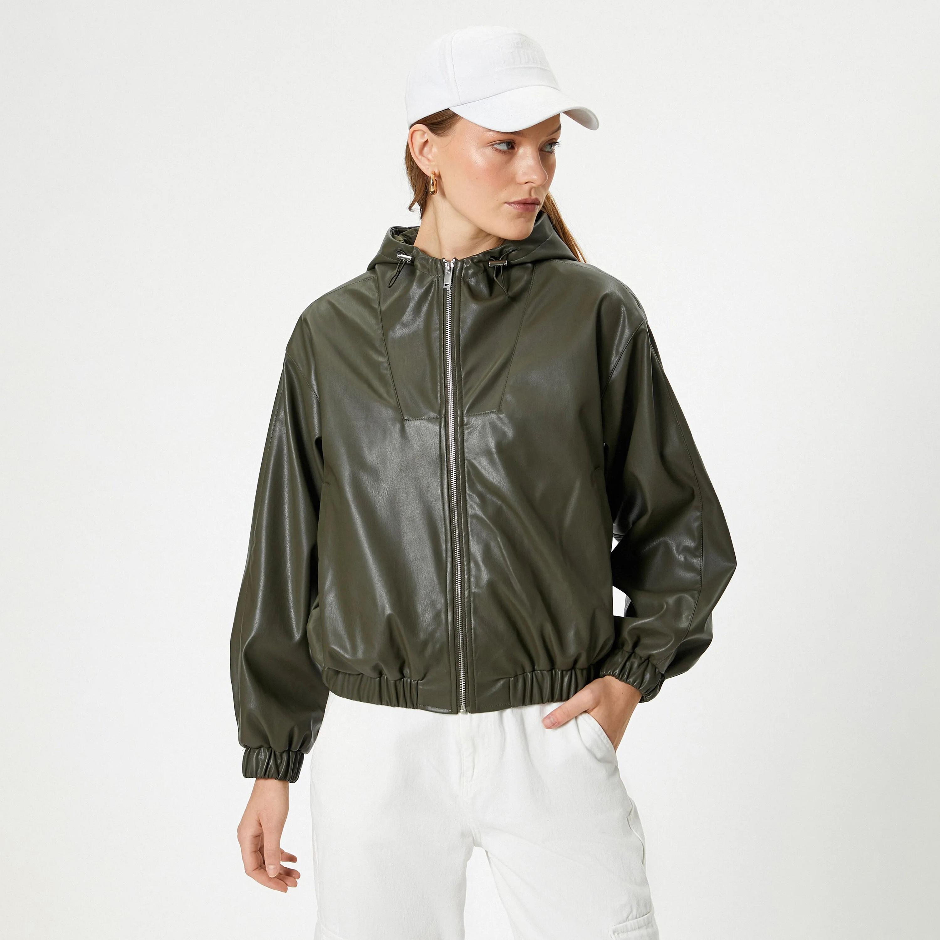 KOTON Green Hooded Neck Women's Jacket-women-clothing-coatsandjackets-jackets-image-1