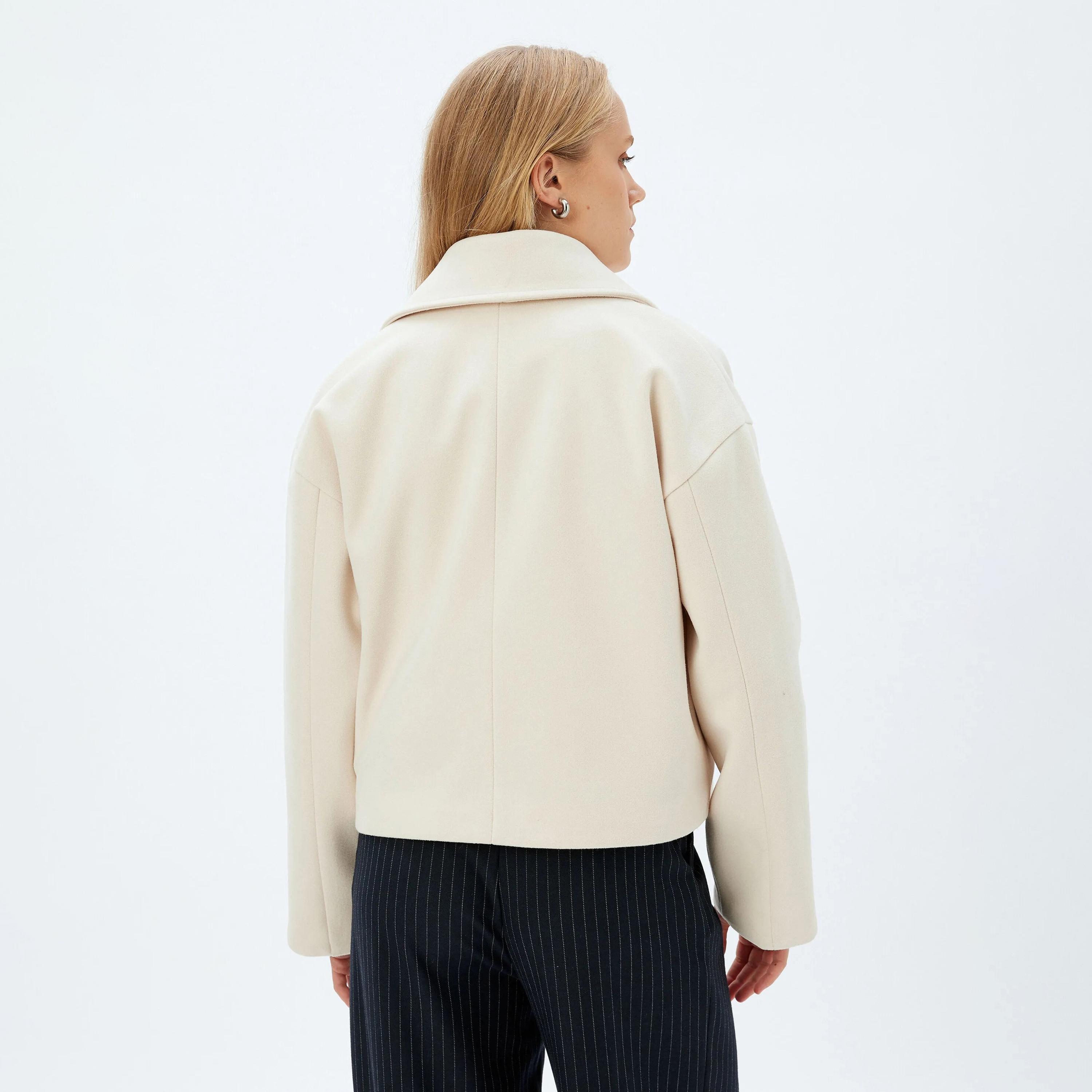 KOTON Beige Lapel collar Women's Double Breasted Coat-women-winterwear-coatsandjackets-coats-image-3