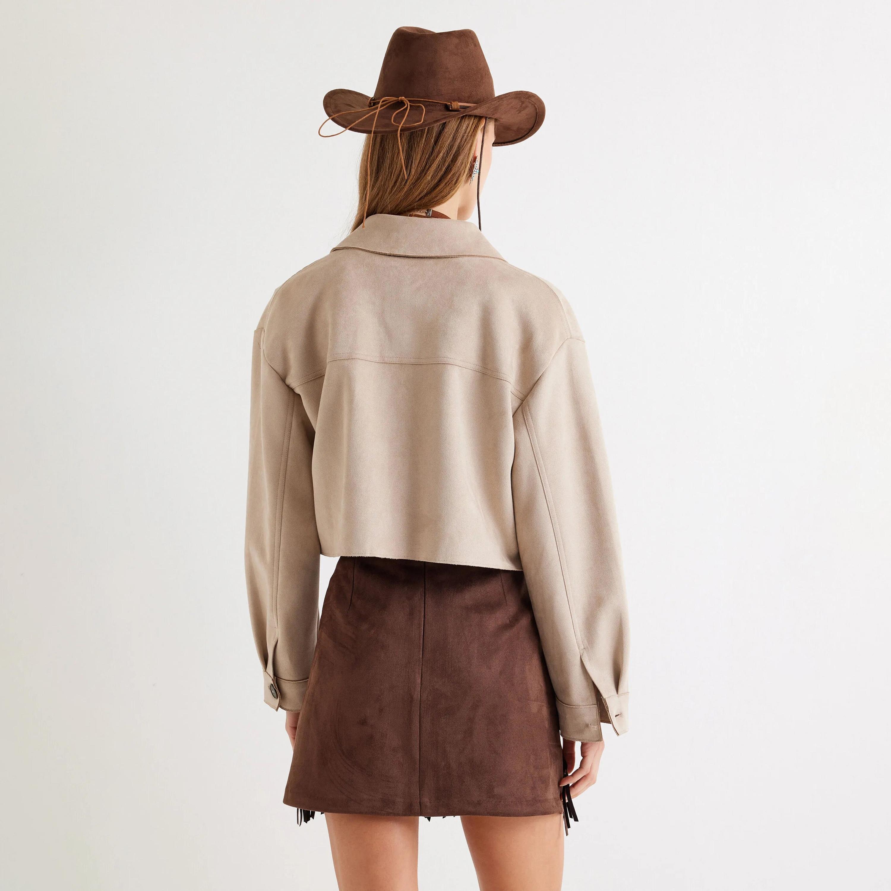 KOTON Beige Collared Women's Jacket-women-winterwear-coatsandjackets-jackets-image-3