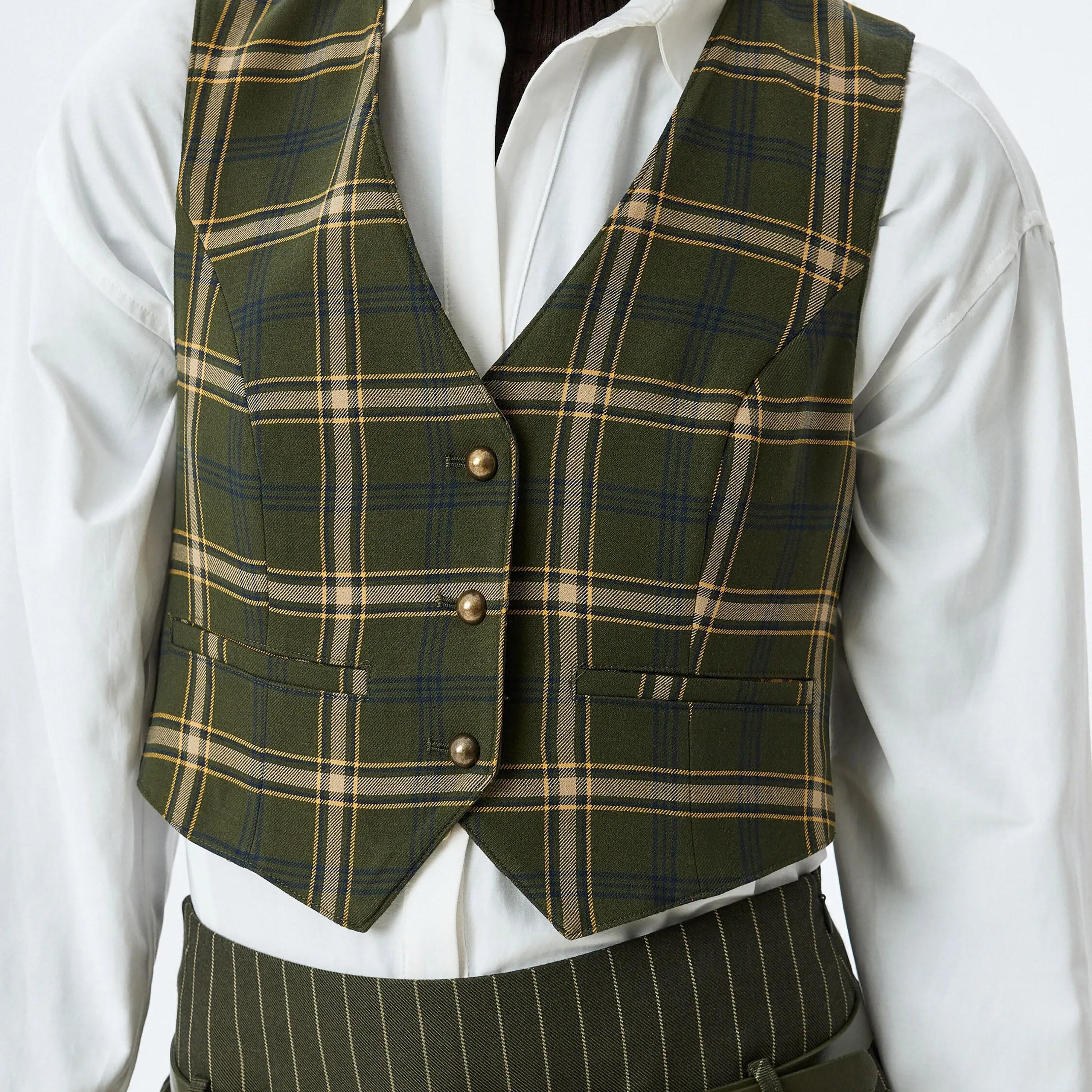 KOTON Green Checked Women's Waistcoat-women-winterwear-coatsandjackets-waistcoats-image-4