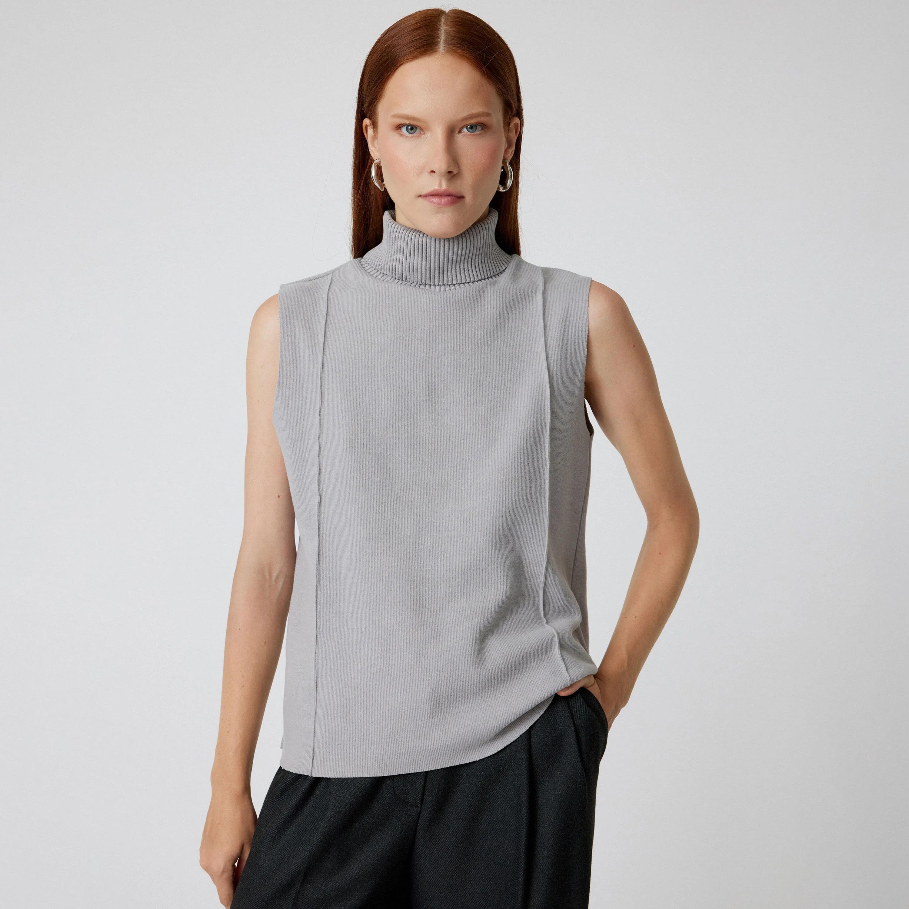 KOTON Grey Turtle Neck Women's Sweater-women-winterwear-cardigansandjumpers-jumpers-image-1