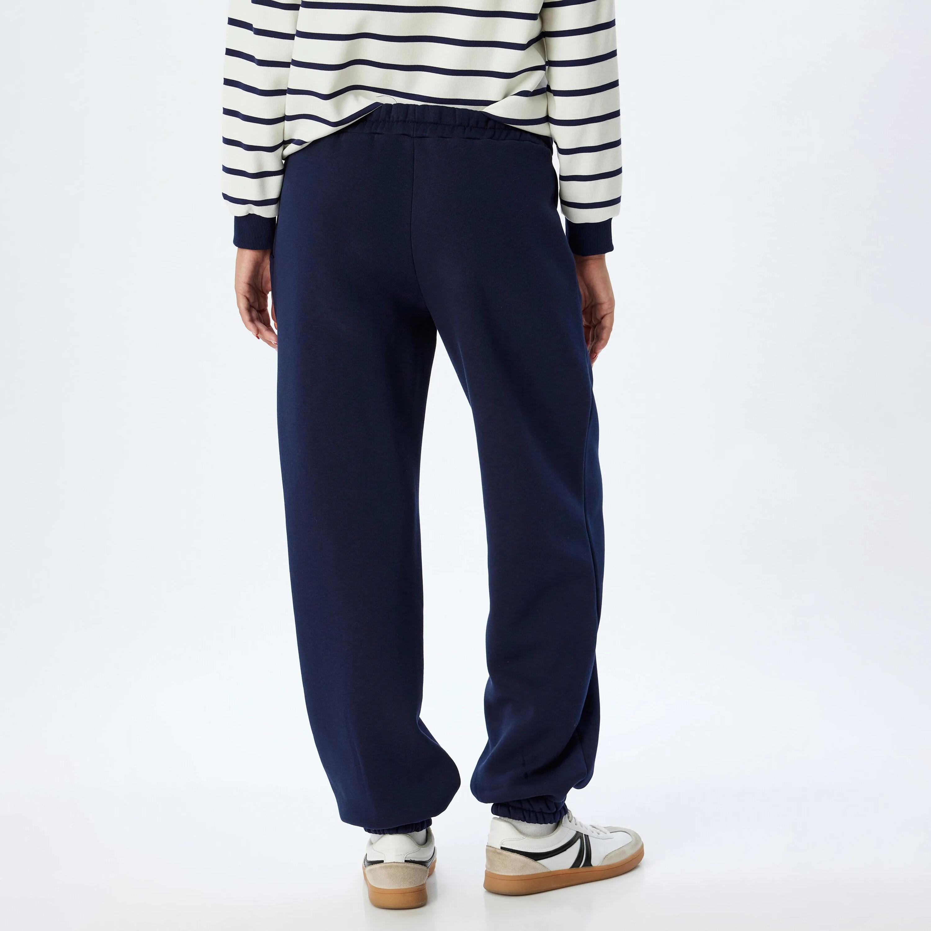 KOTON Blue Plain Elasticated Waist Women's Joggers-women-clothing-bottoms-joggers-image-3