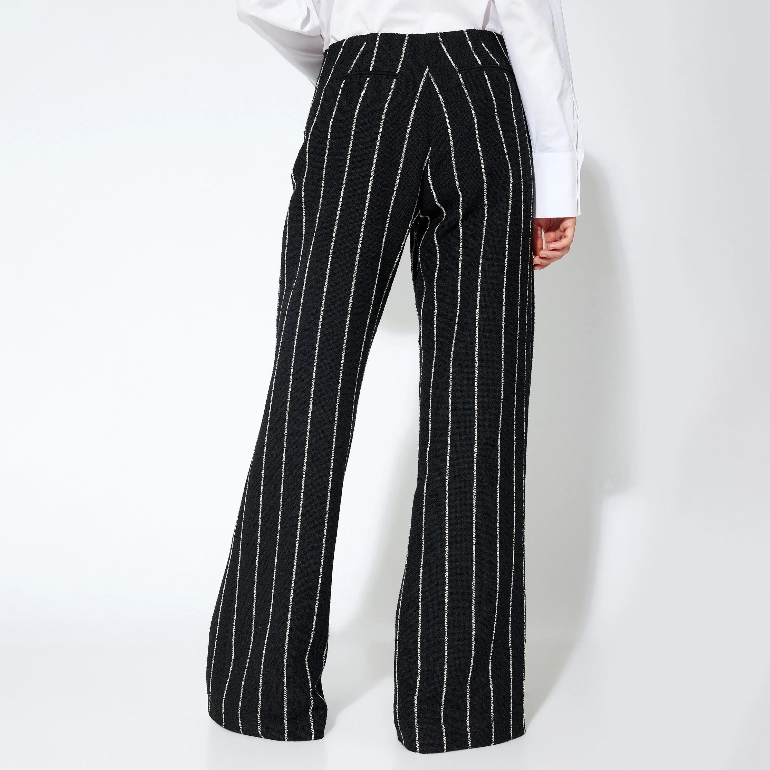 KOTON Black Striped Wide Leg Women's Trousers-women-clothing-bottoms-trousers-image-3
