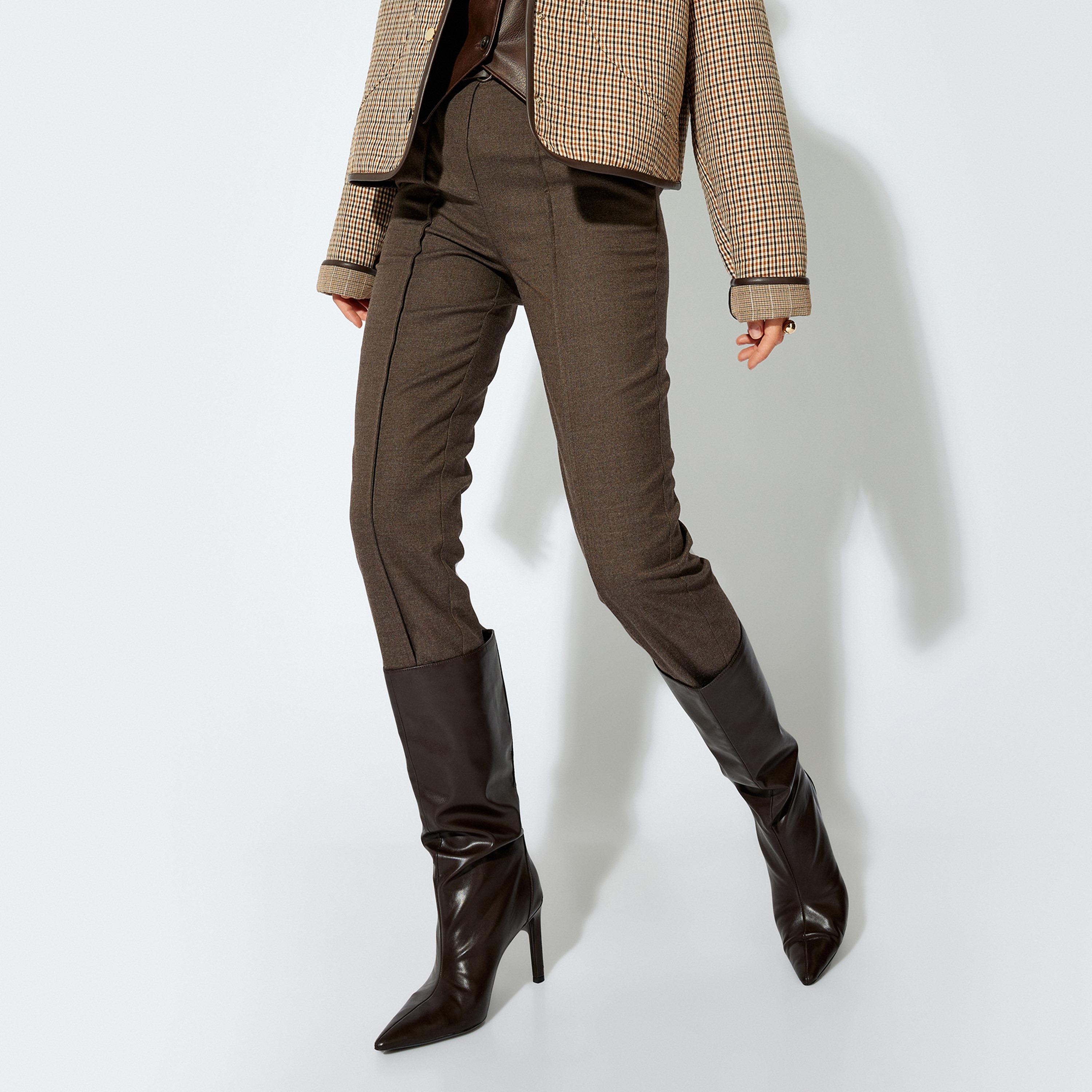 بنطال سيجارت نسائي بلون بني من كوتون-women-clothing-bottoms-trousers-image-3