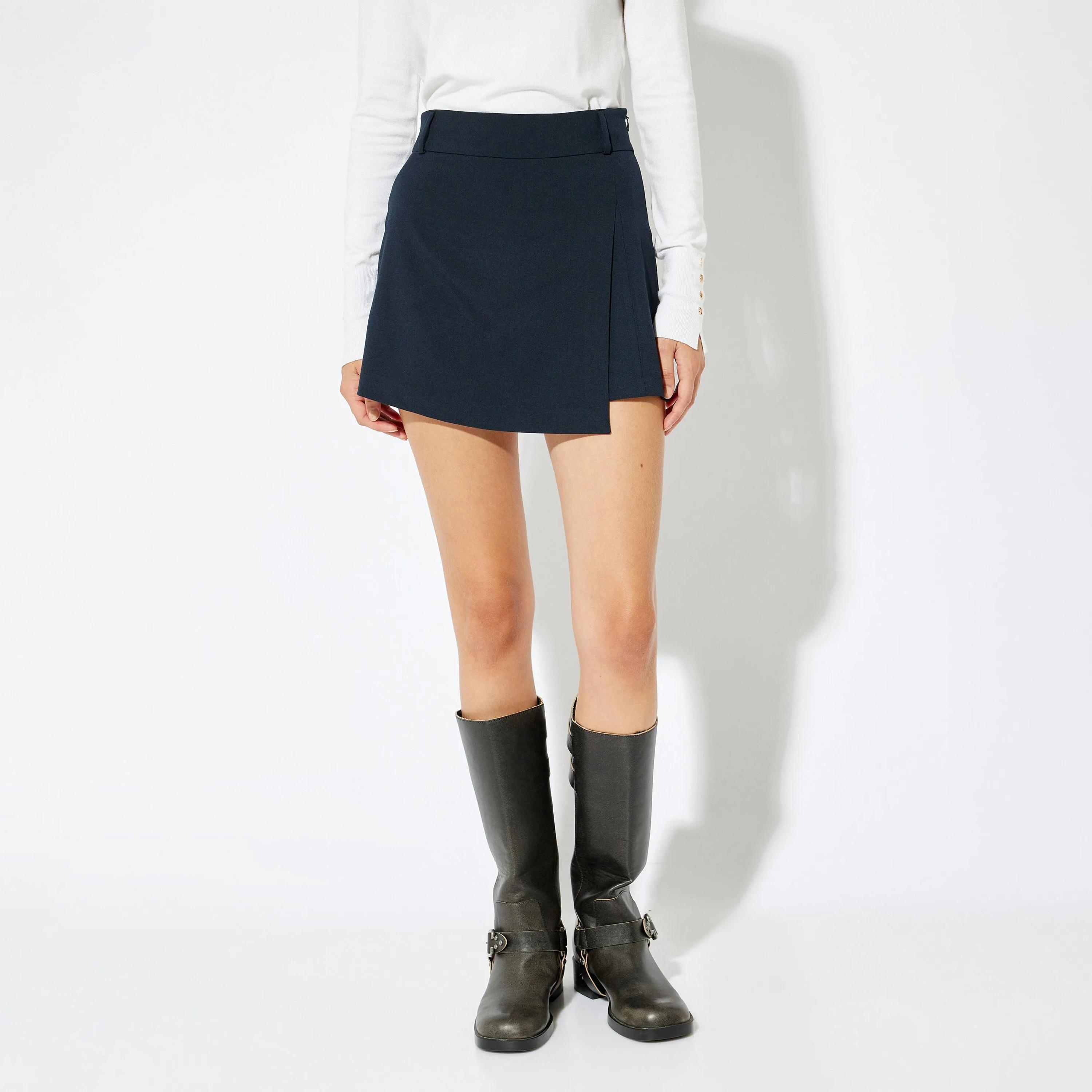 KOTON Blue Concealed Zip Women's Skorts-women-clothing-bottoms-skirts-image-1