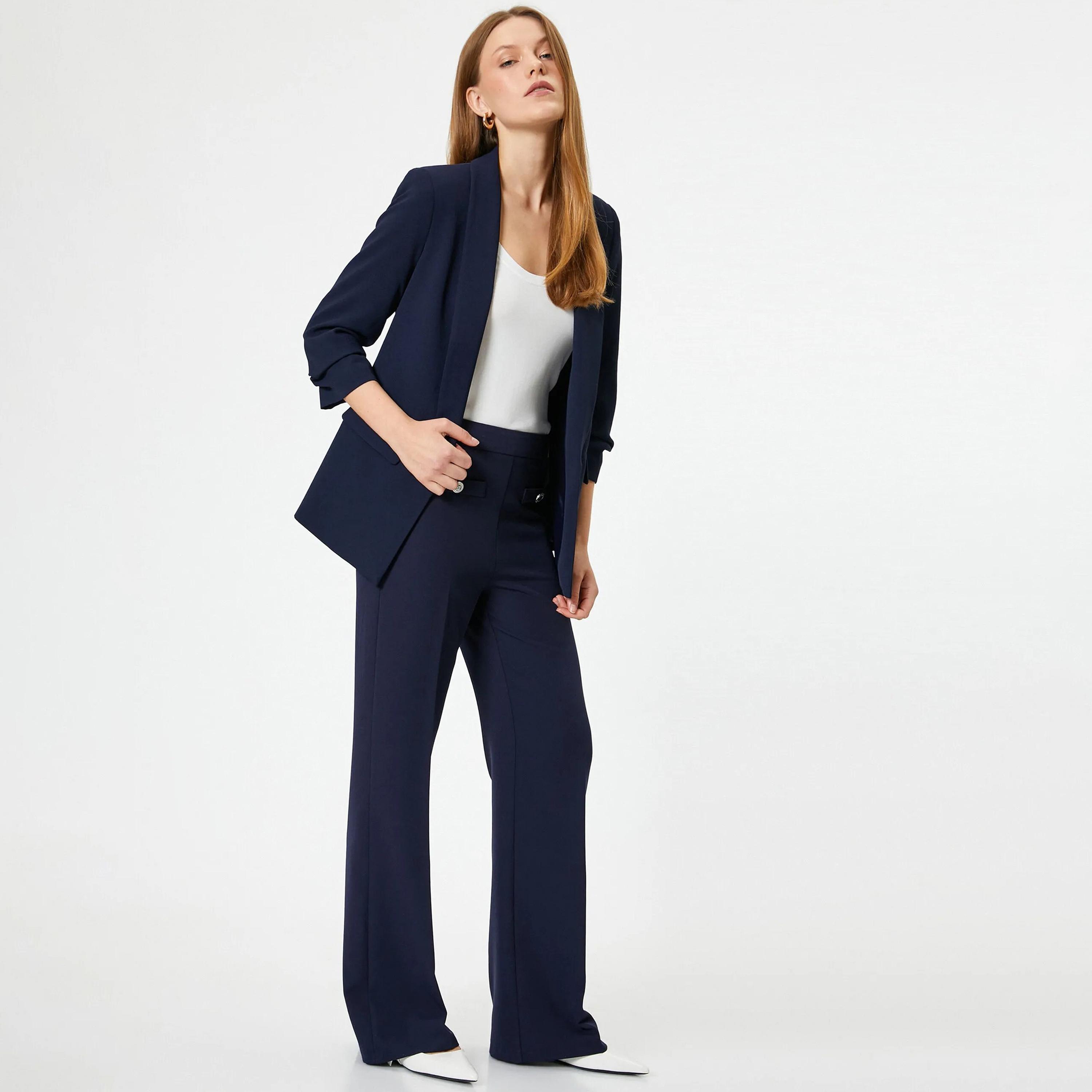 بليزر نسائي بياقة طية صدر السترة من كوتون-women-clothing-coatsandjackets-blazers-image-6