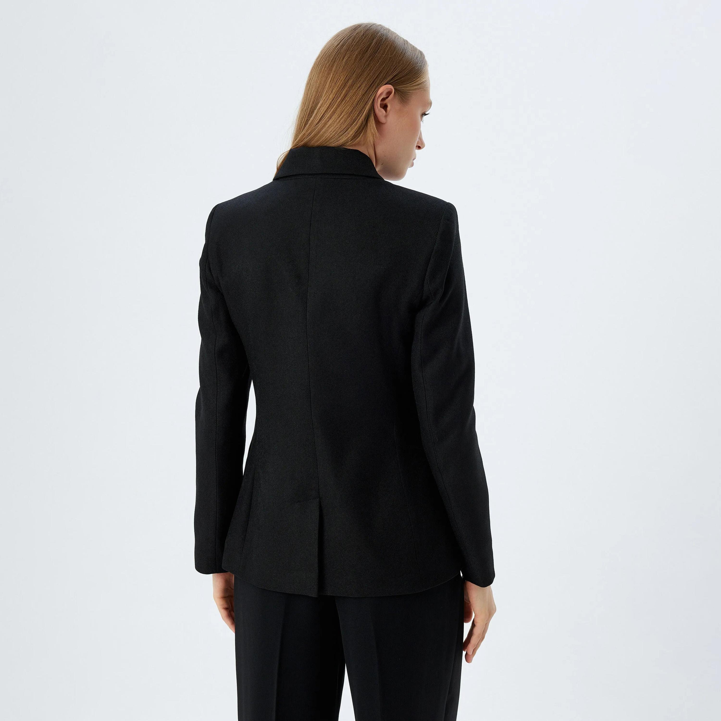 KOTON Black Lapel collar Women's Double Breasted Blazer-women-clothing-coatsandjackets-blazers-image-3