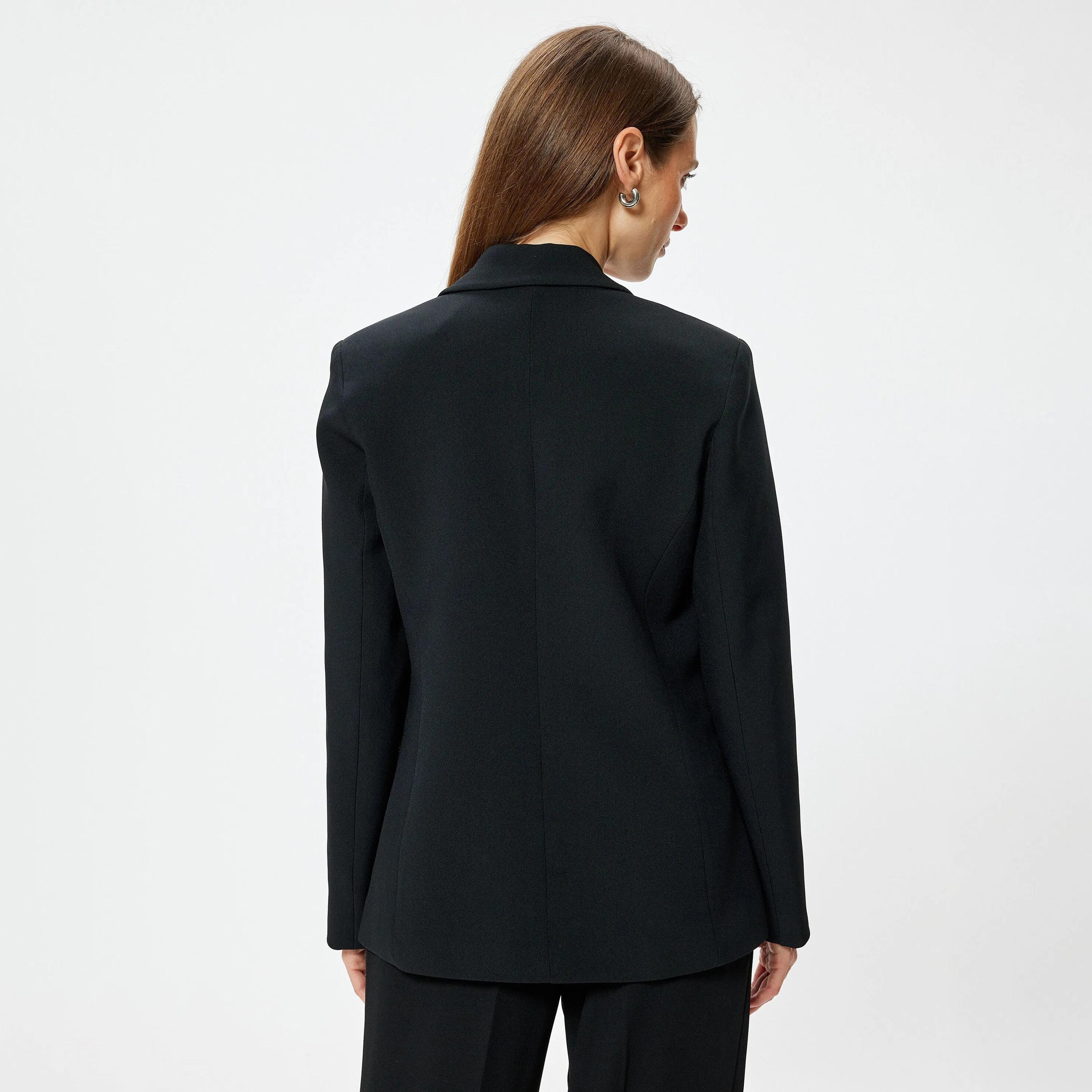 KOTON Black Lapel collar Women's Single Breasted Blazer-women-clothing-coatsandjackets-blazers-image-3