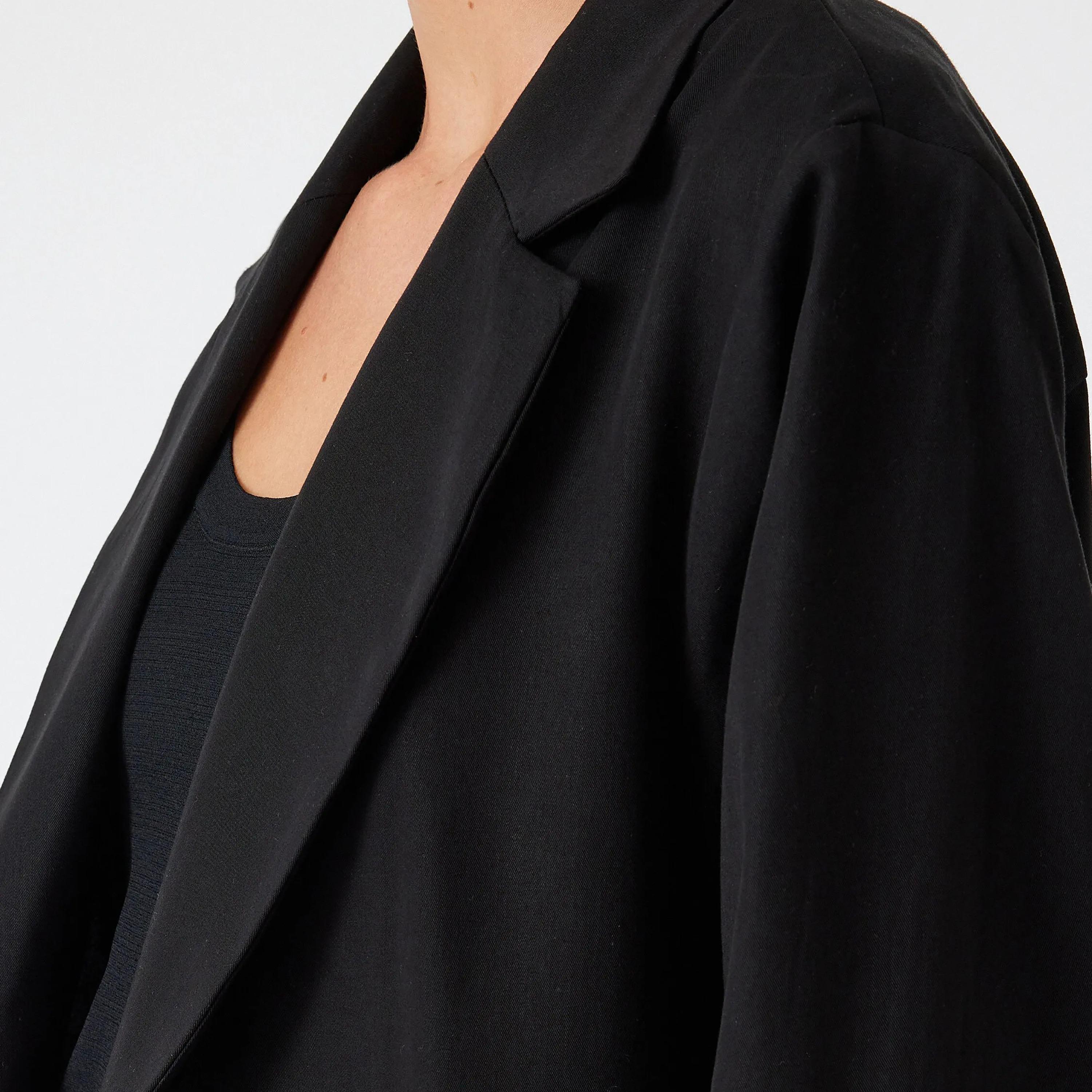 KOTON Black Lyocell Lapel collar Women's Double Breasted Blazer-women-clothing-coatsandjackets-blazers-image-4