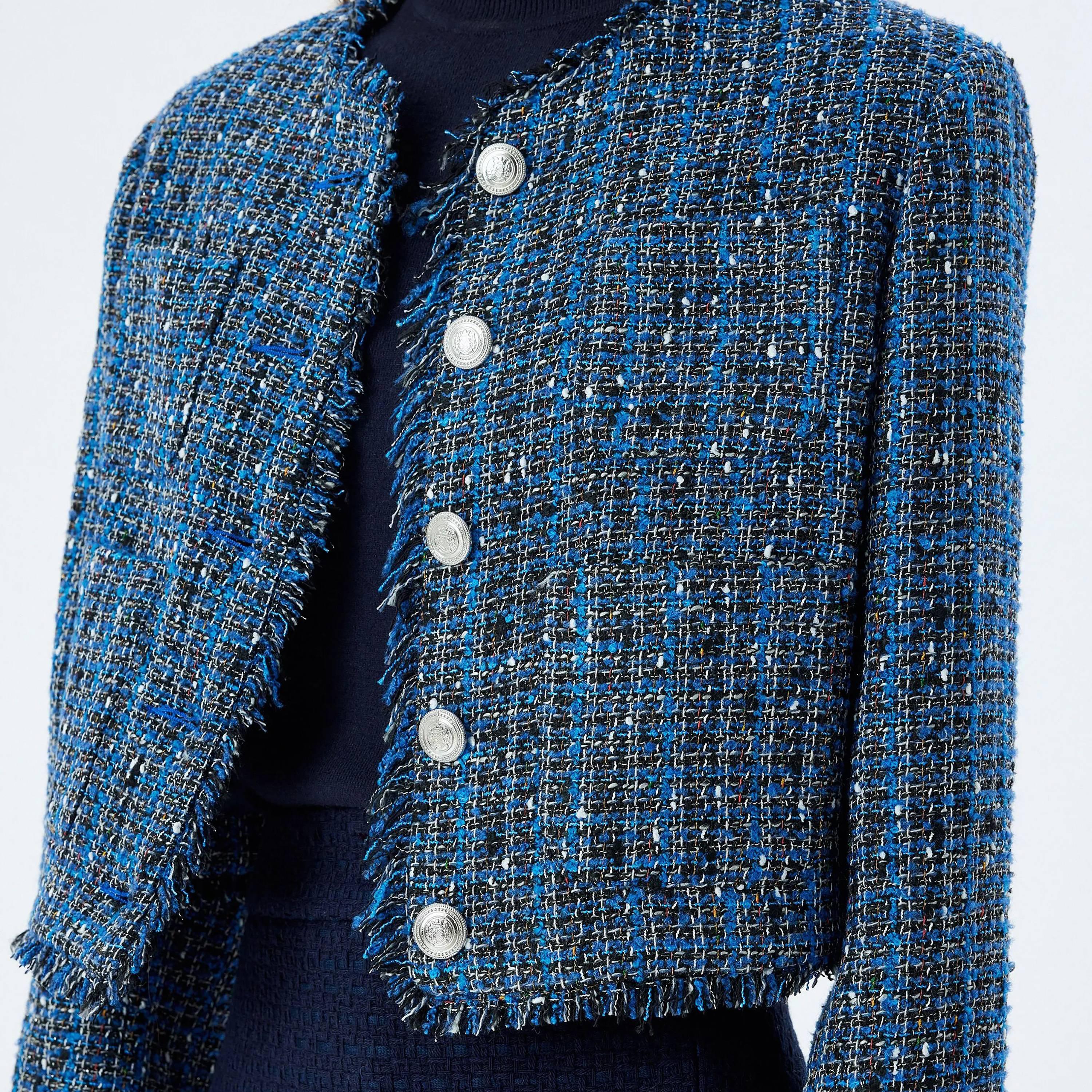 KOTON Blue Tweed Women's Jacket-women-winterwear-coatsandjackets-jackets-image-4