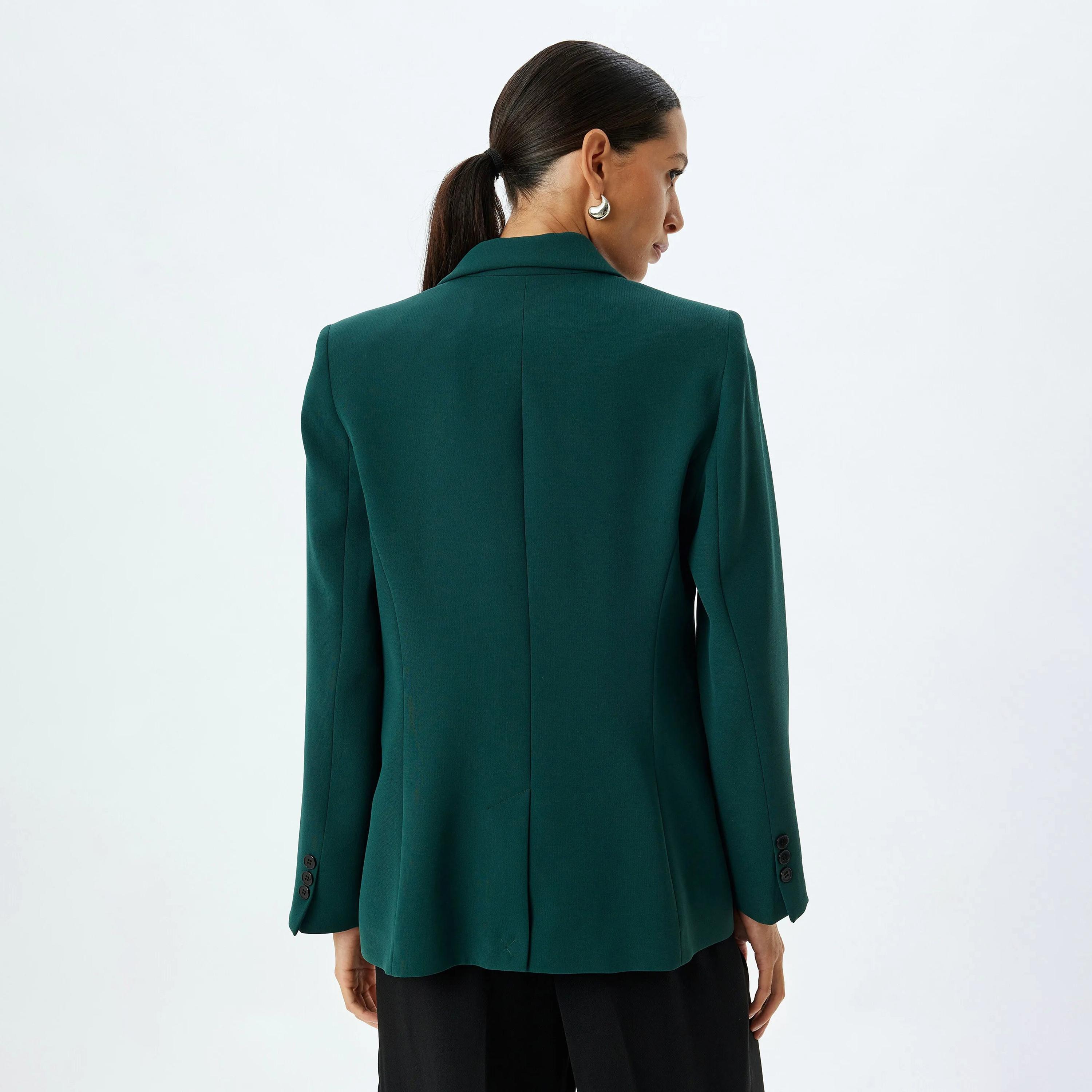 بليزر نسائي ذو ياقة طية صدر خضراء وصدر واحد من كوتون-women-clothing-coatsandjackets-blazers-image-3