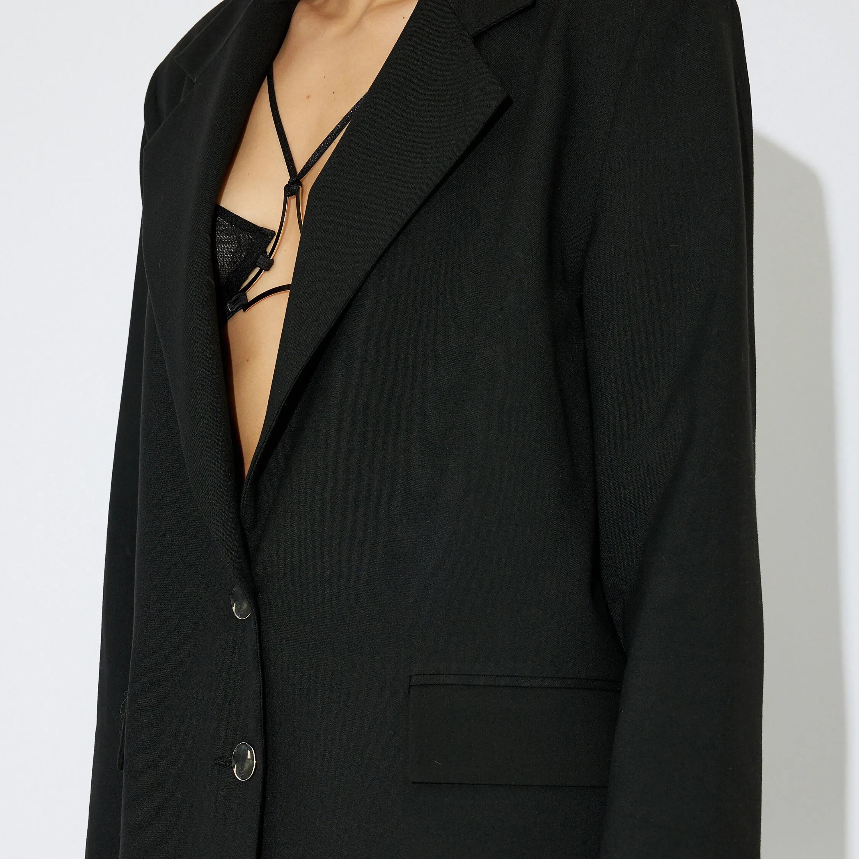 KOTON Black Lapel collar Women's Single Breasted Blazer-women-clothing-coatsandjackets-blazers-image-4