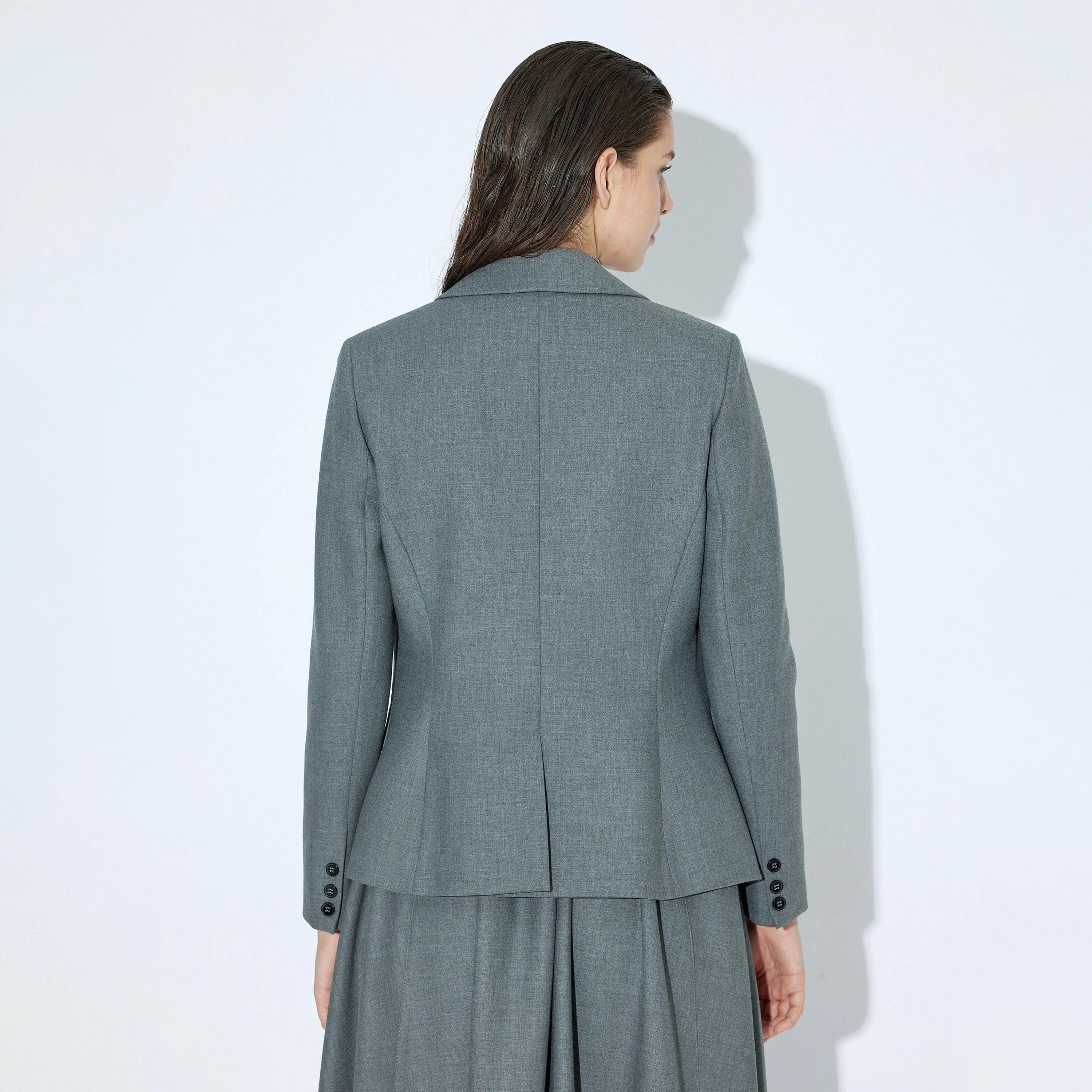KOTON Grey Lapel collar Women's Blazer-women-clothing-coatsandjackets-blazers-image-3