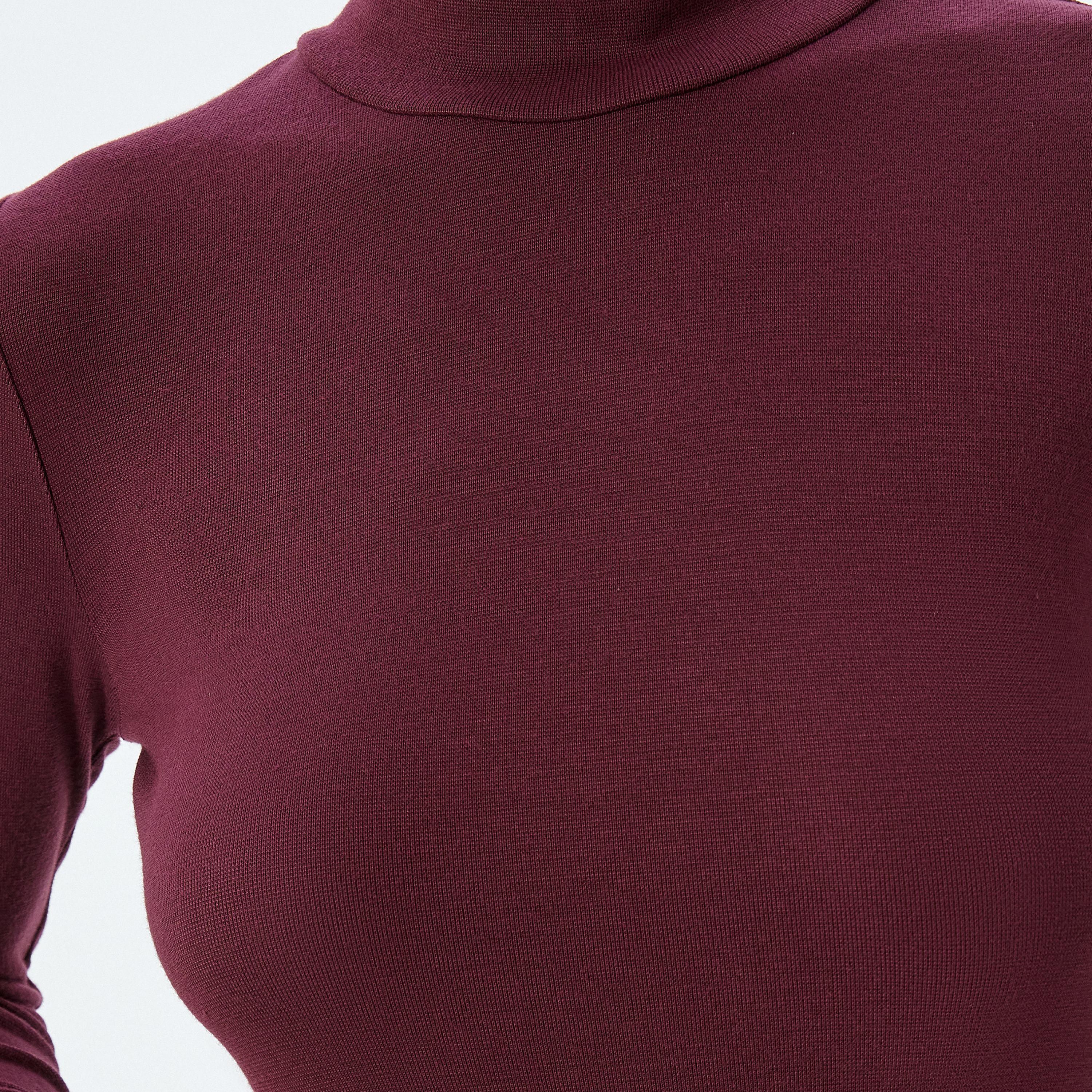 بلوزة نسائية بنية اللون برقبة عالية من كوتون-women-clothing-shirtsandblouses-blouses-image-5
