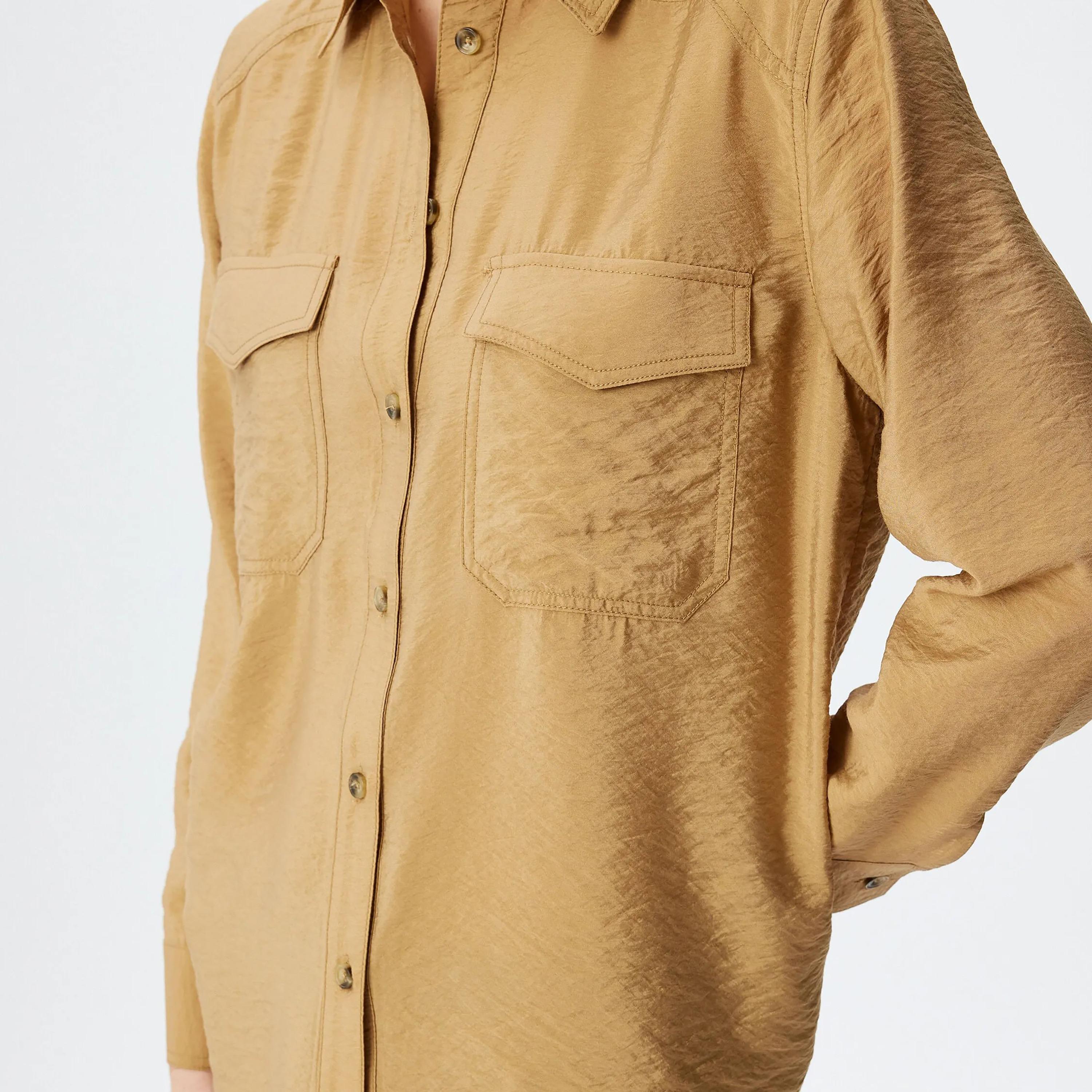 KOTON Brown Textured Collared Women's Shirt-women-clothing-shirtsandblouses-shirts-image-4
