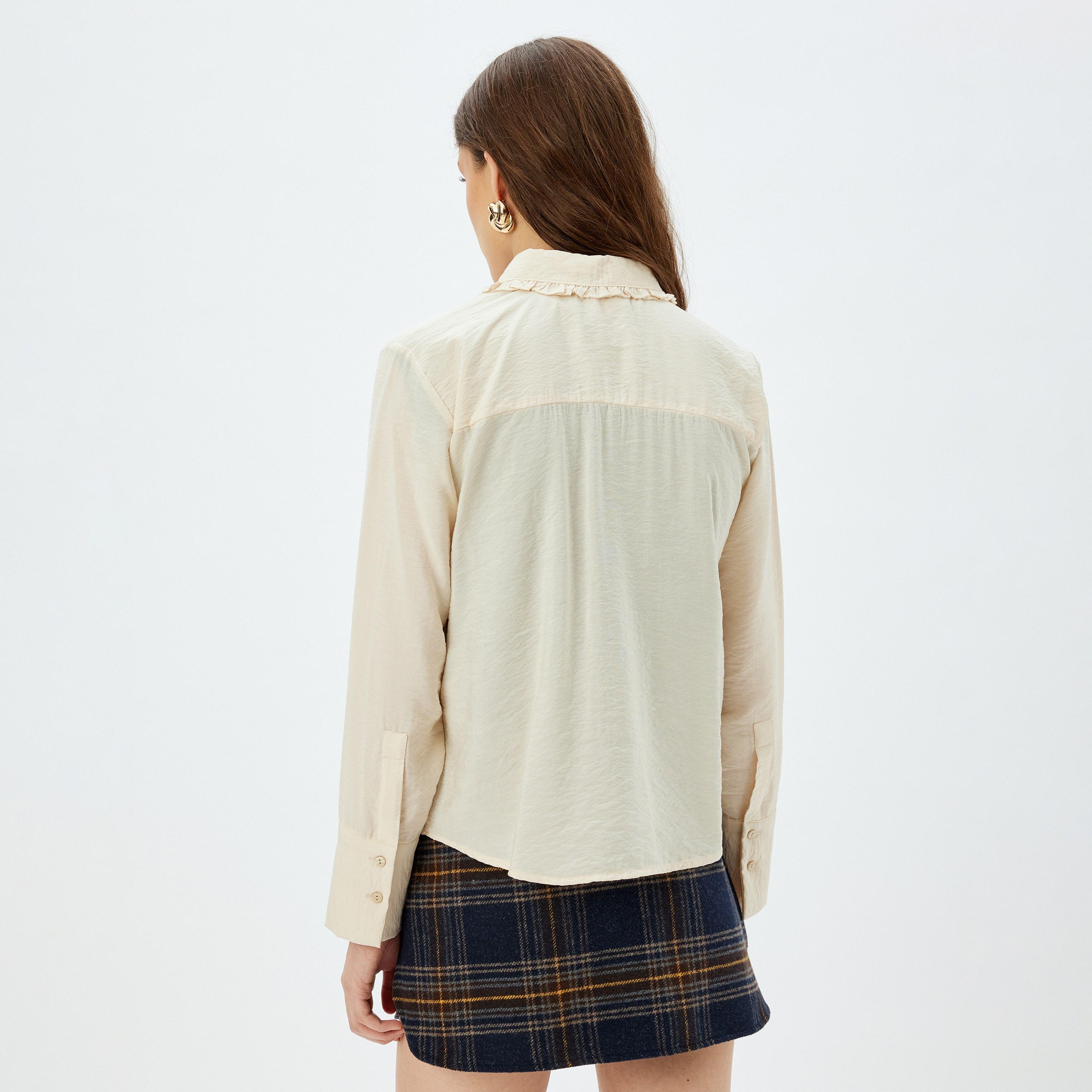 قميص نسائي بياقة منقوش باللون البيج من كوتون-women-clothing-shirtsandblouses-shirts-image-3