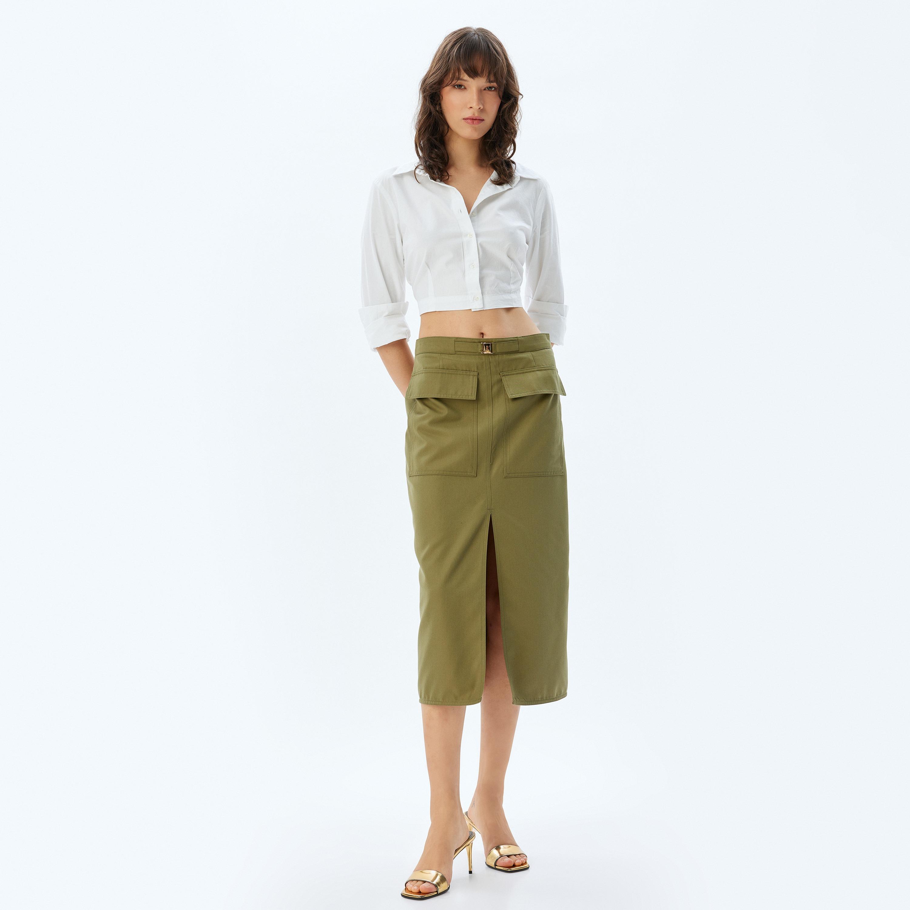 KOTON Green Pencil Women's Skirt-women-clothing-bottoms-skirts-image-2