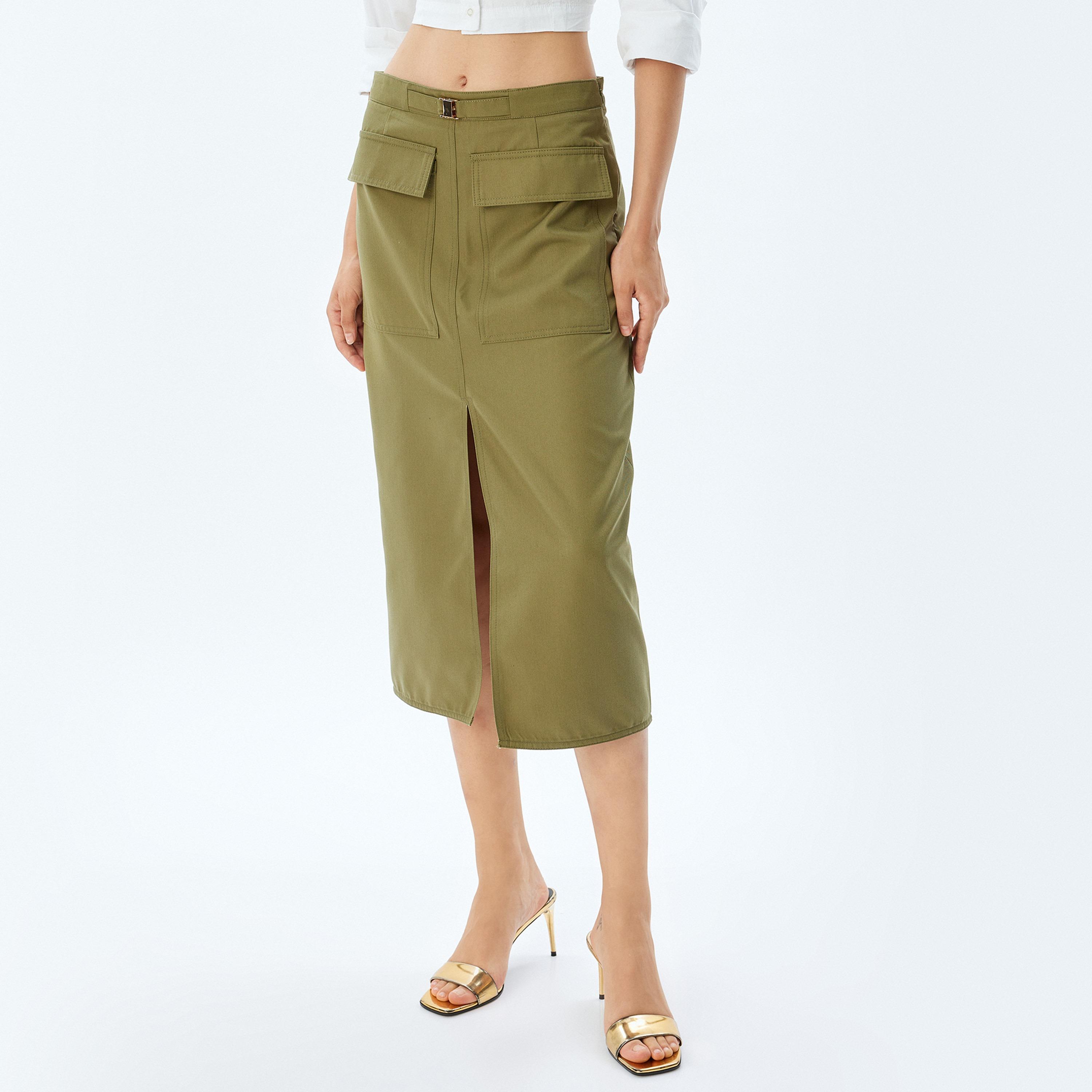 KOTON Green Pencil Women's Skirt-women-clothing-bottoms-skirts-image-3