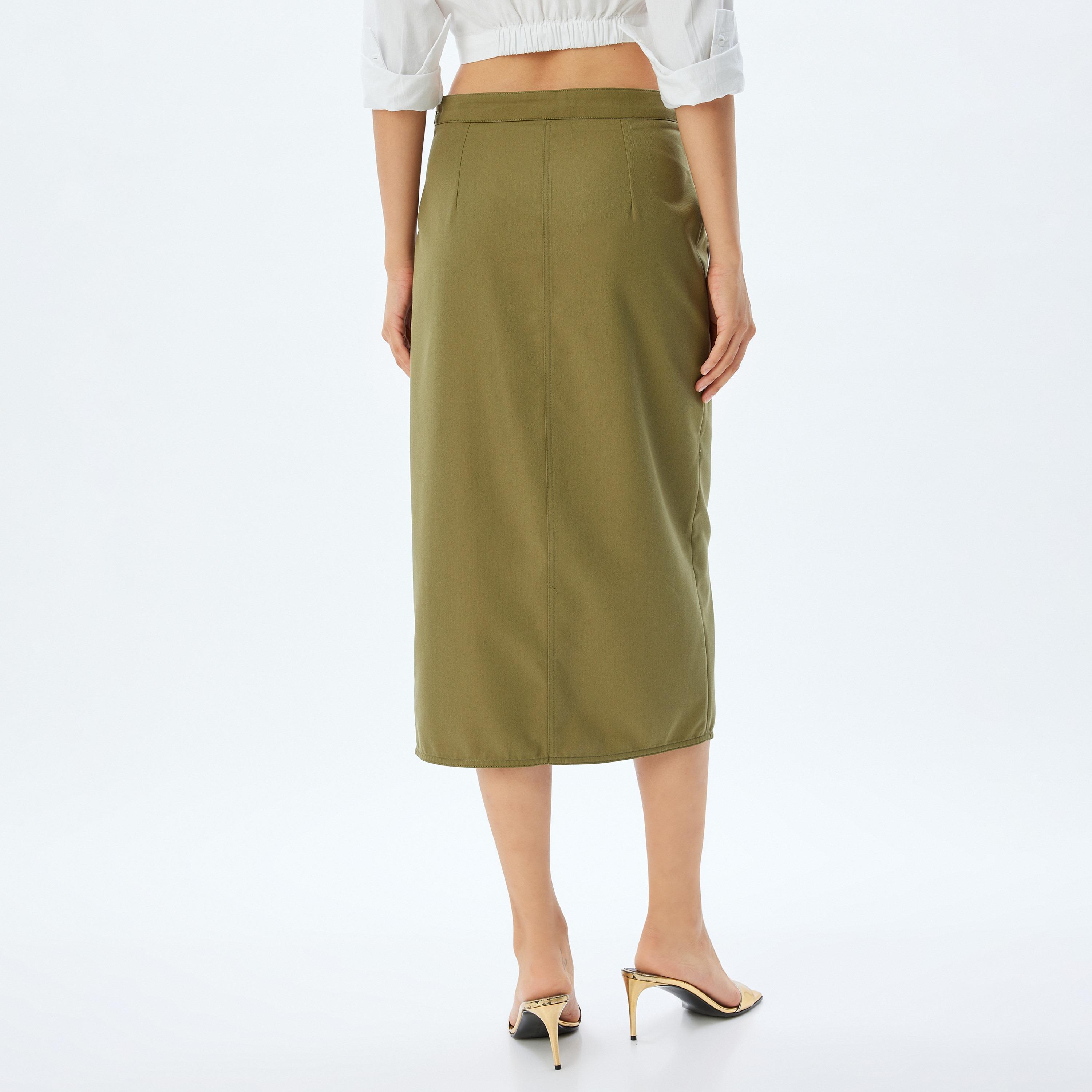 KOTON Green Pencil Women's Skirt-women-clothing-bottoms-skirts-image-4