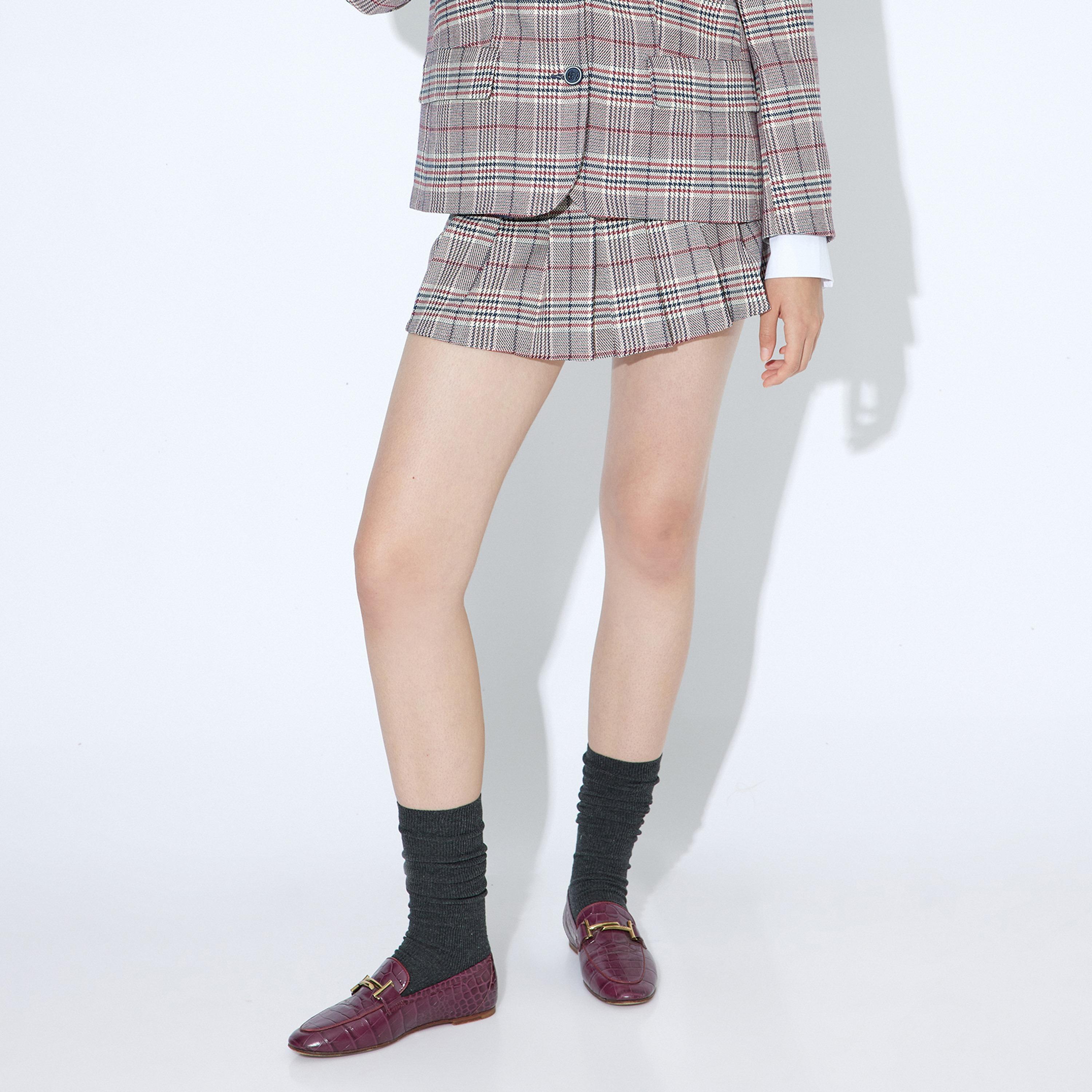 KOTON Red Checked Pleated Women's Skirt-women-clothing-bottoms-skirts-image-1