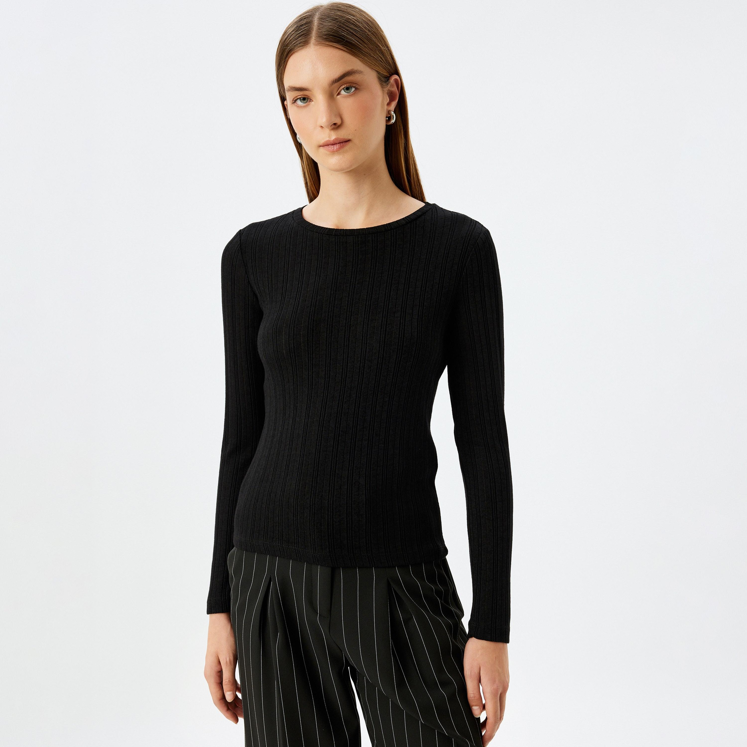 KOTON Black Textured Women's Top-women-clothing-shirtsandblouses-blouses-image-1