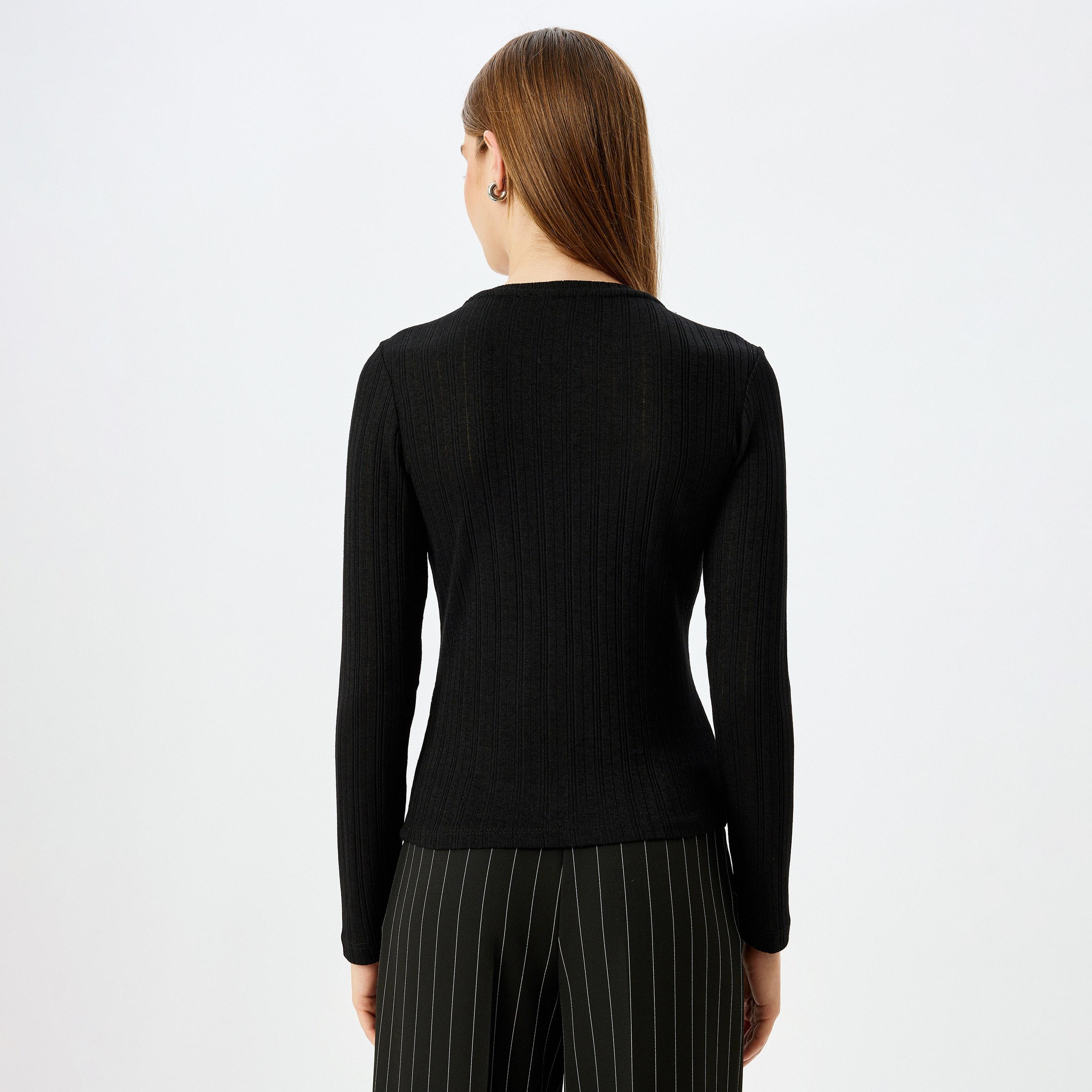 KOTON Black Textured Women's Top-women-clothing-shirtsandblouses-blouses-image-3