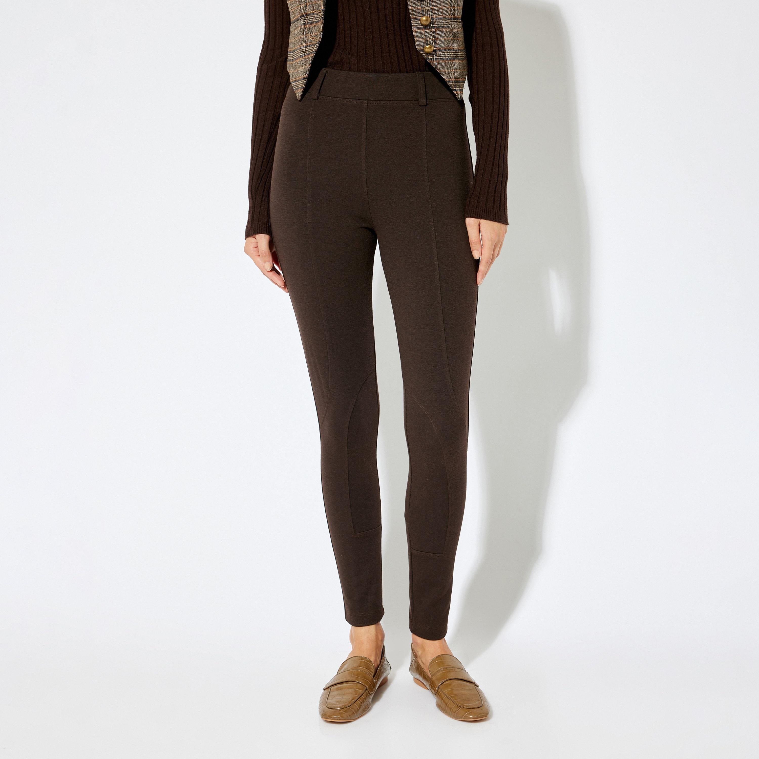بنطال تريغينغز (قماش مطاطي سميك) نسائي بلون بني من كوتون-women-clothing-leggings-image-1