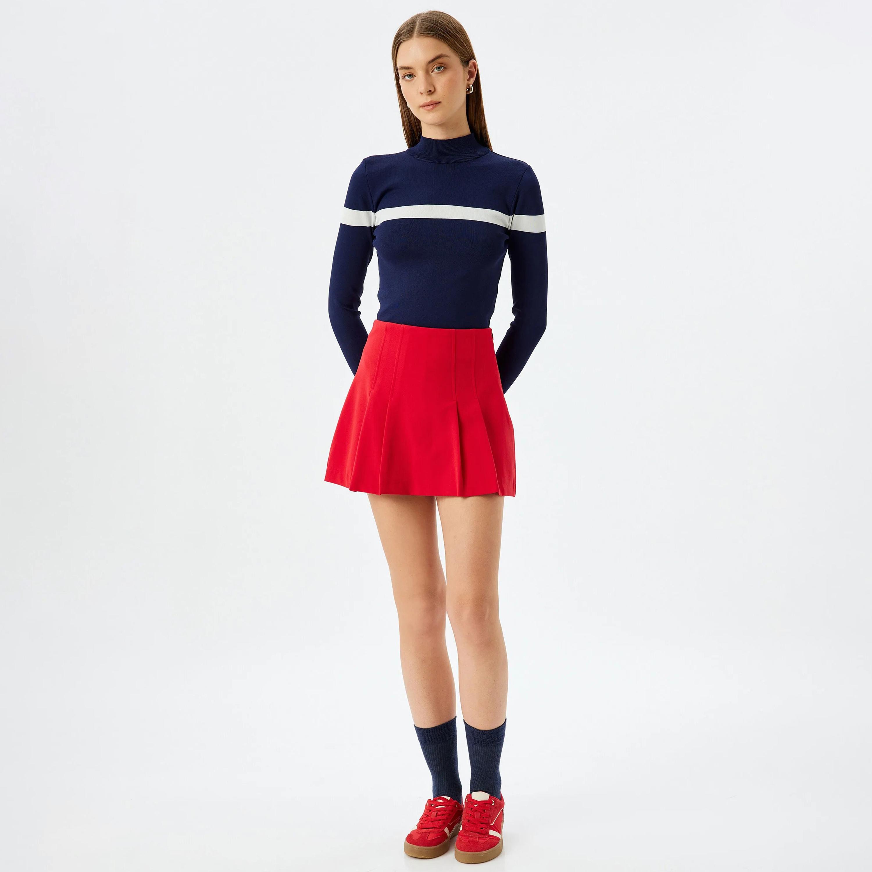 KOTON Blue Striped High Neck Women's Sweater-women-winterwear-cardigansandjumpers-jumpers-image-2