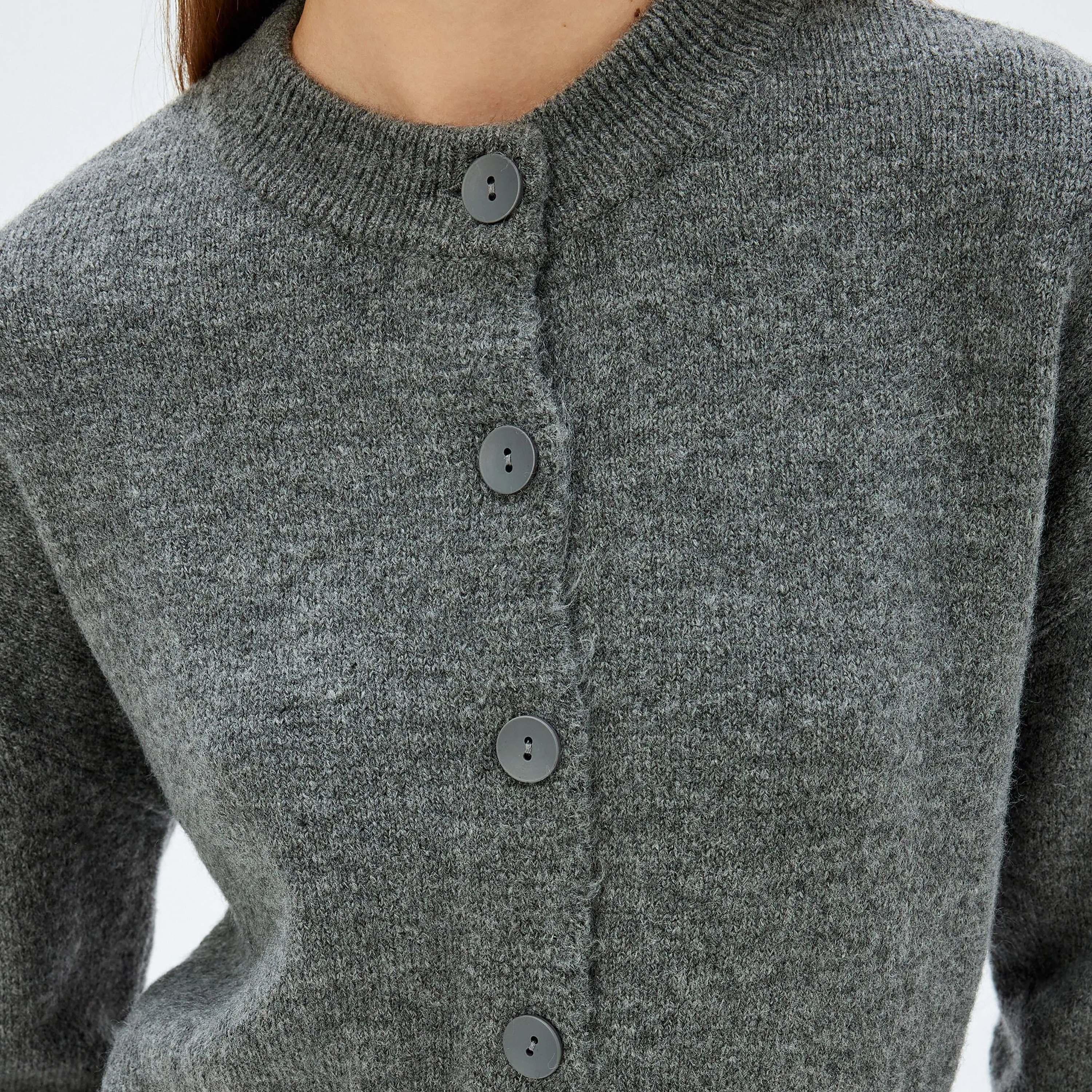 KOTON Grey Knitted Women's Cardigan-women-winterwear-cardigansandjumpers-cardigans-image-4