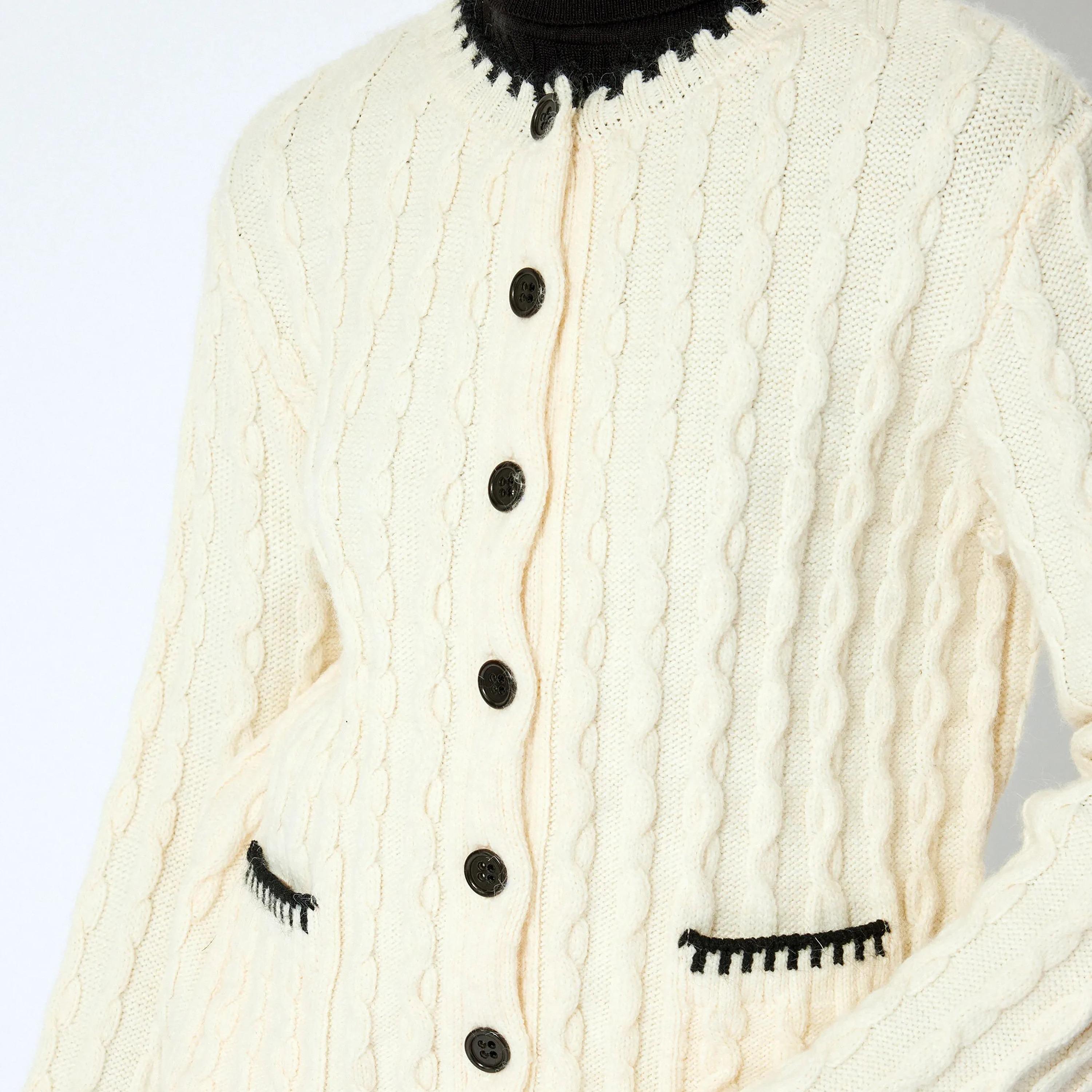 KOTON Cream Cable Knitted High Neck Women's Cardigan-women-winterwear-cardigansandjumpers-cardigans-image-4