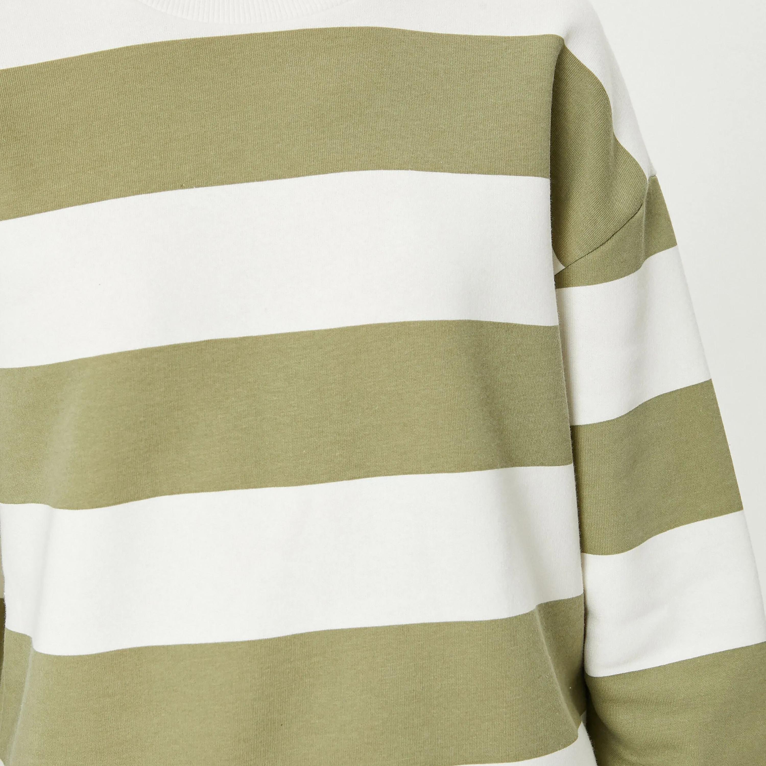 KOTON Green Striped Dropped Sleeves Women's Sweatshirt-women-clothing-hoodiesandsweatshirts-sweatshirts-image-4