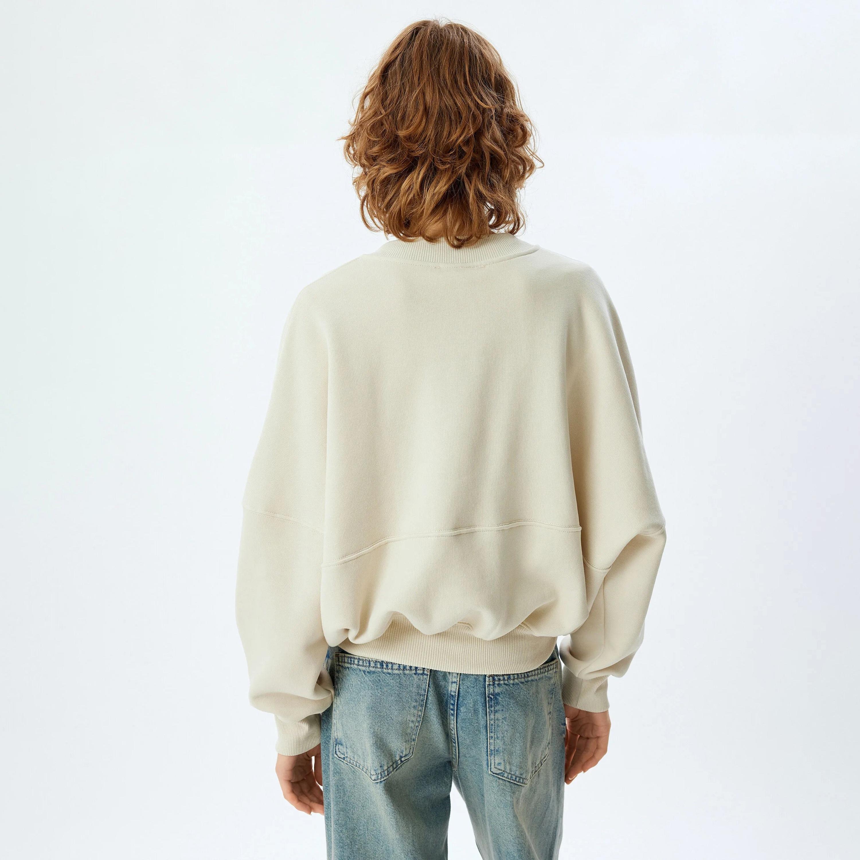 KOTON Cream Dropped Sleeves Women's Sweatshirt-women-clothing-hoodiesandsweatshirts-sweatshirts-image-3