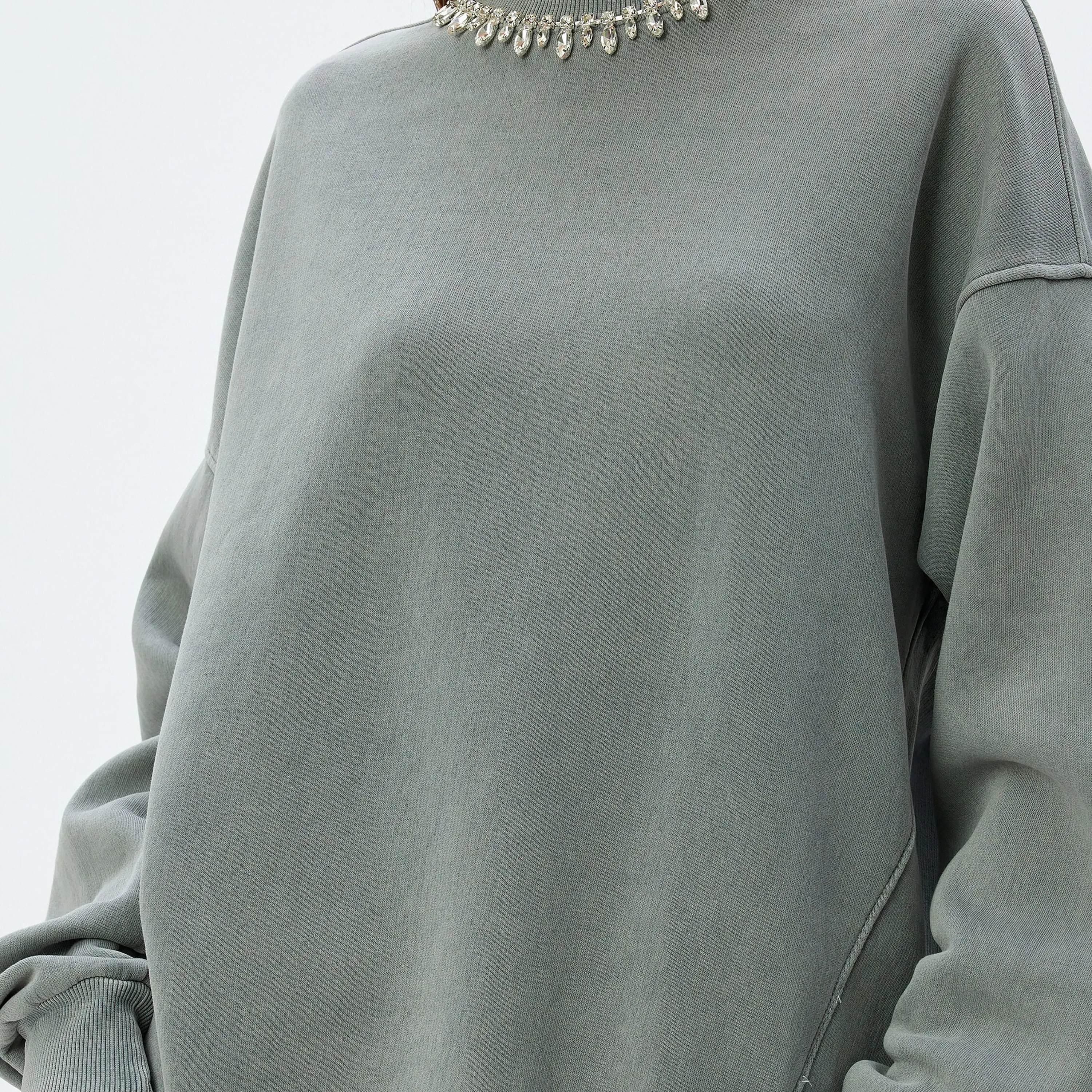 KOTON Grey Dropped Sleeves Women's Sweatshirt-women-clothing-hoodiesandsweatshirts-sweatshirts-image-4
