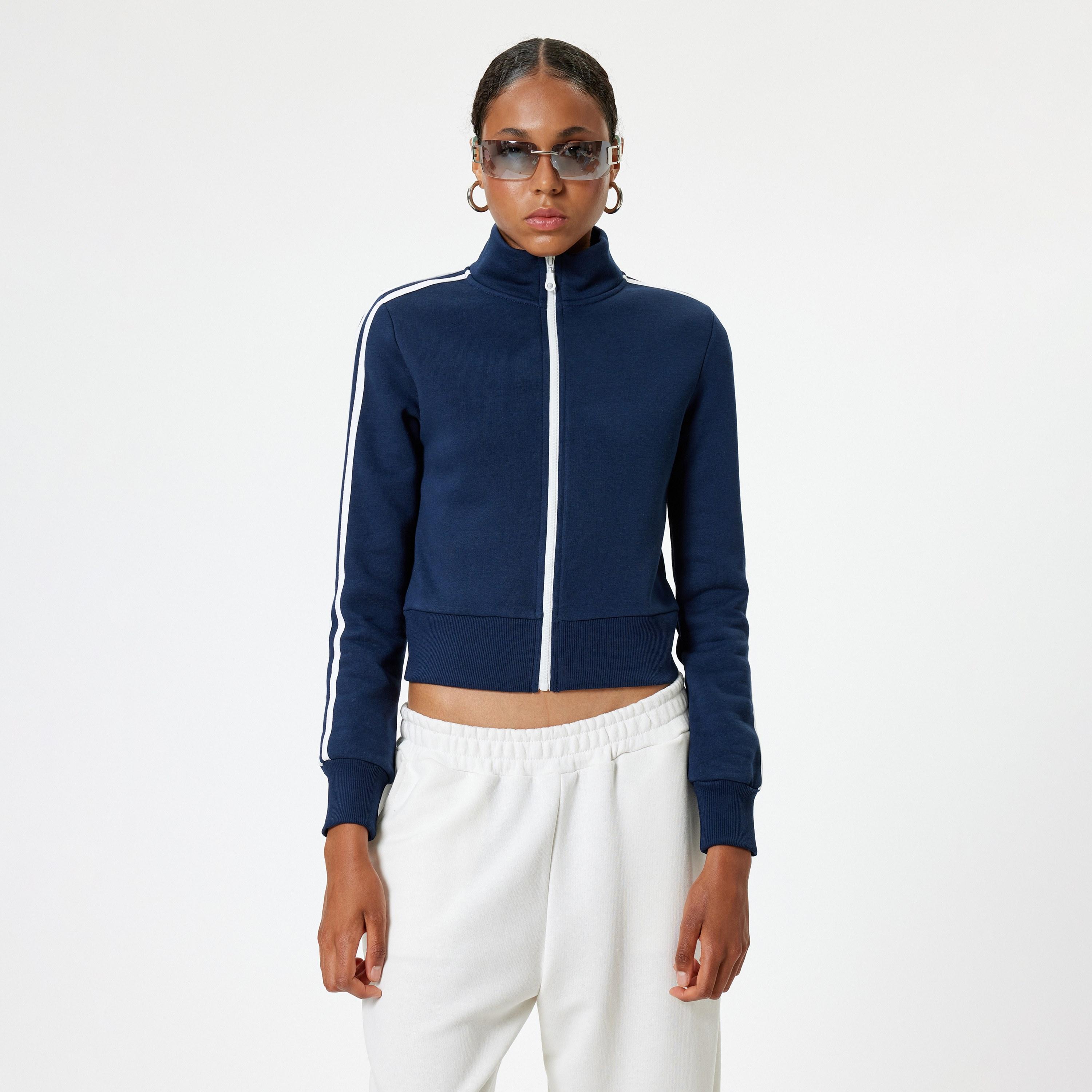 سويت شيرت نسائي أزرق بياقة عالية وسحاب أمامي من كوتون-women-winterwear-hoodiesandsweatshirts-sweatshirts-image-1