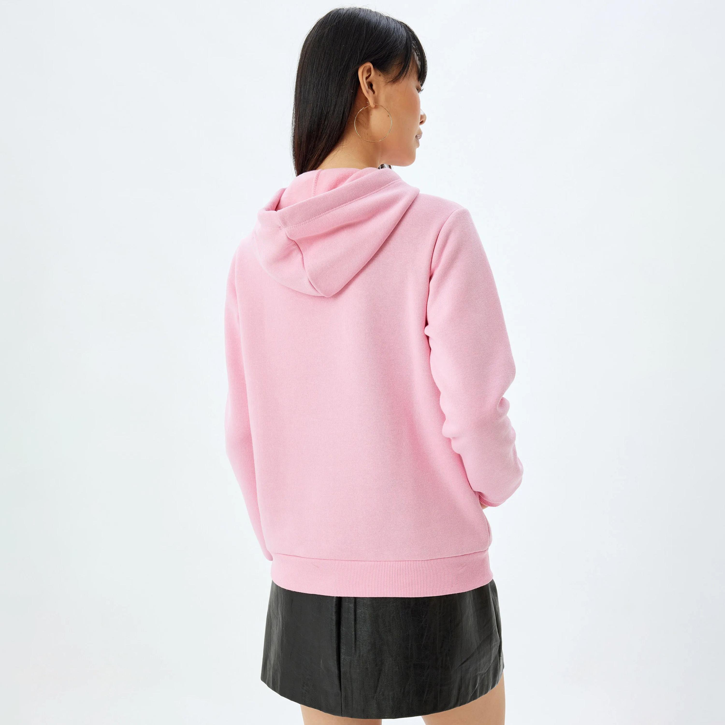 KOTON Pink Hooded Neck Women's Sweatshirt-women-clothing-hoodiesandsweatshirts-sweatshirts-image-3
