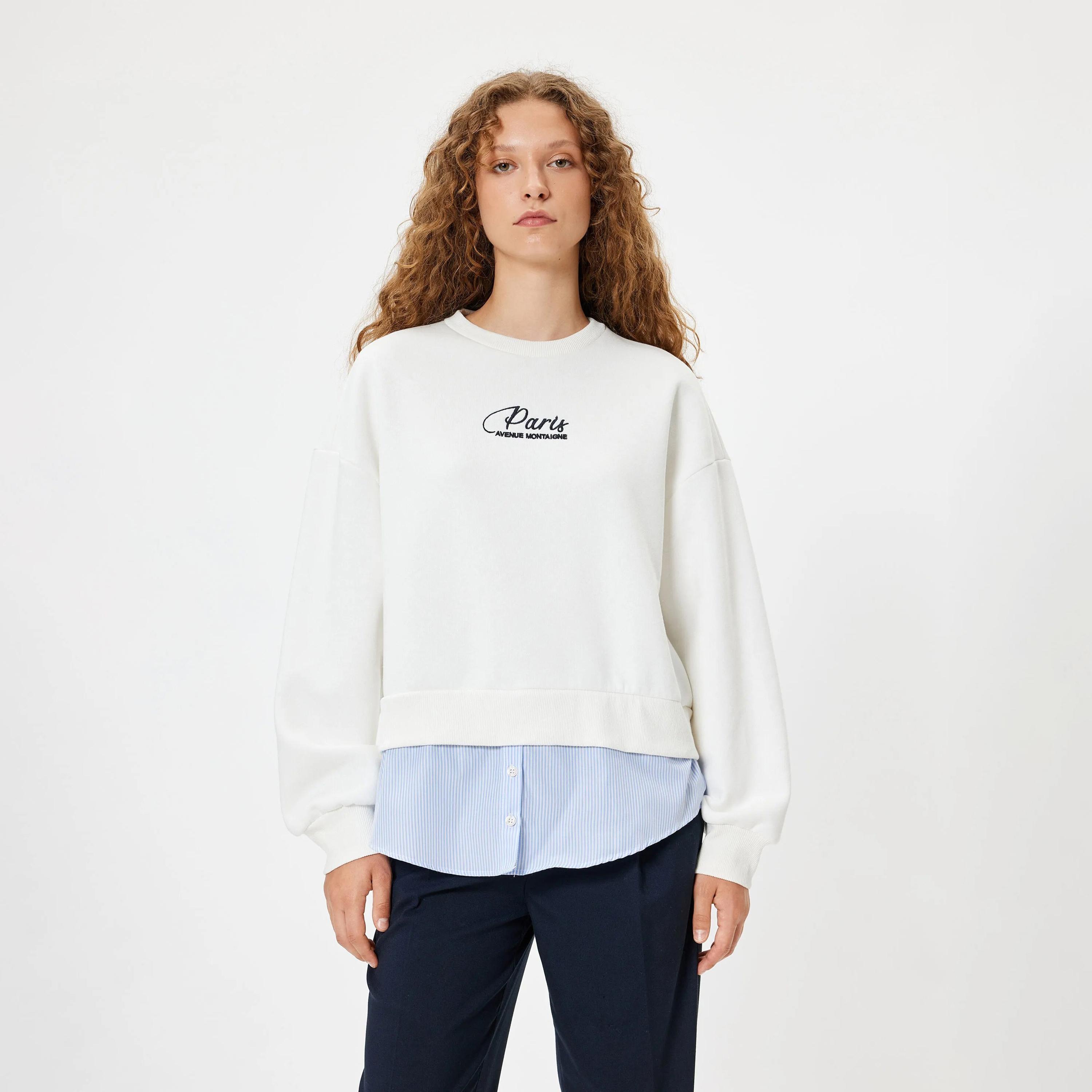 سويت شيرت نسائي بأكمام منسدلة باللون الأبيض من كوتون-women-clothing-hoodiesandsweatshirts-sweatshirts-image-1