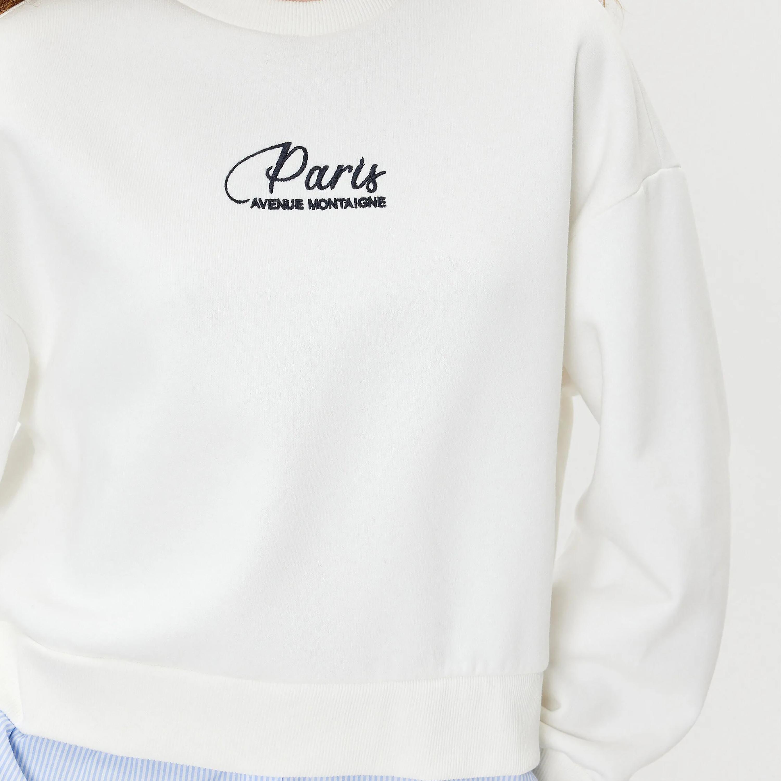 KOTON White Dropped Sleeves Women's Sweatshirt-women-clothing-hoodiesandsweatshirts-sweatshirts-image-4