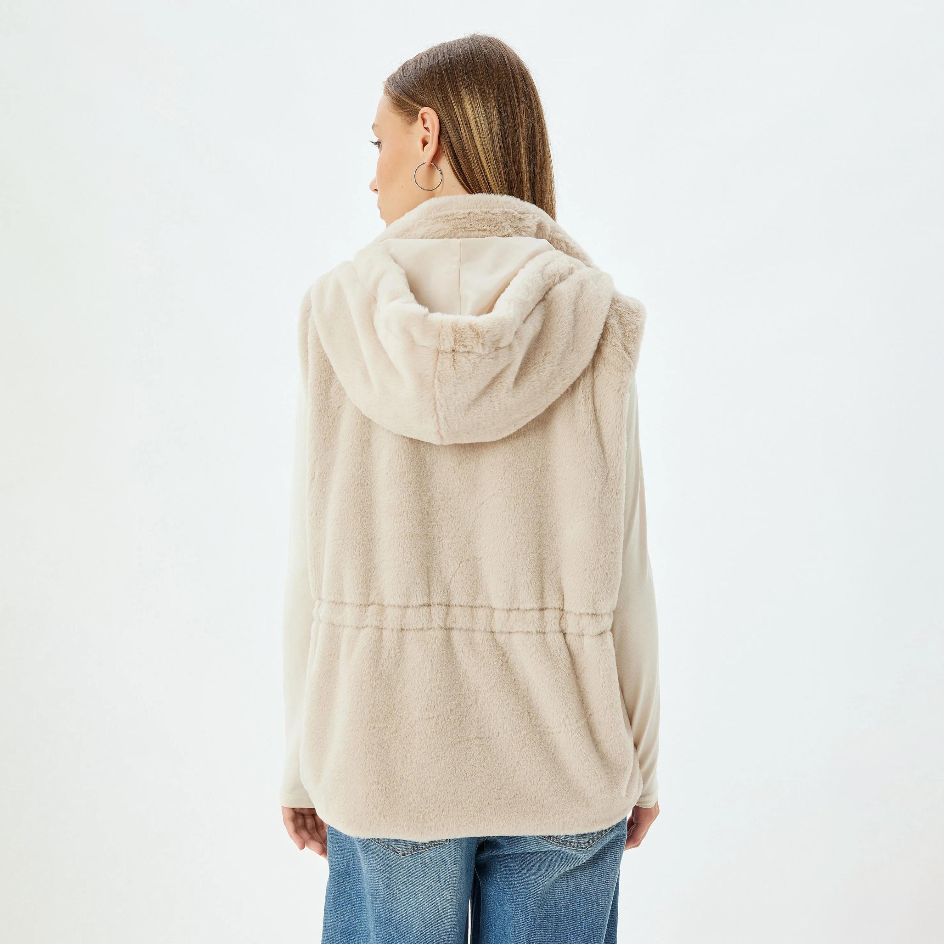 KOTON Faux Fur Hooded Neck Women's Jacket-women-clothing-coatsandjackets-jackets-image-3