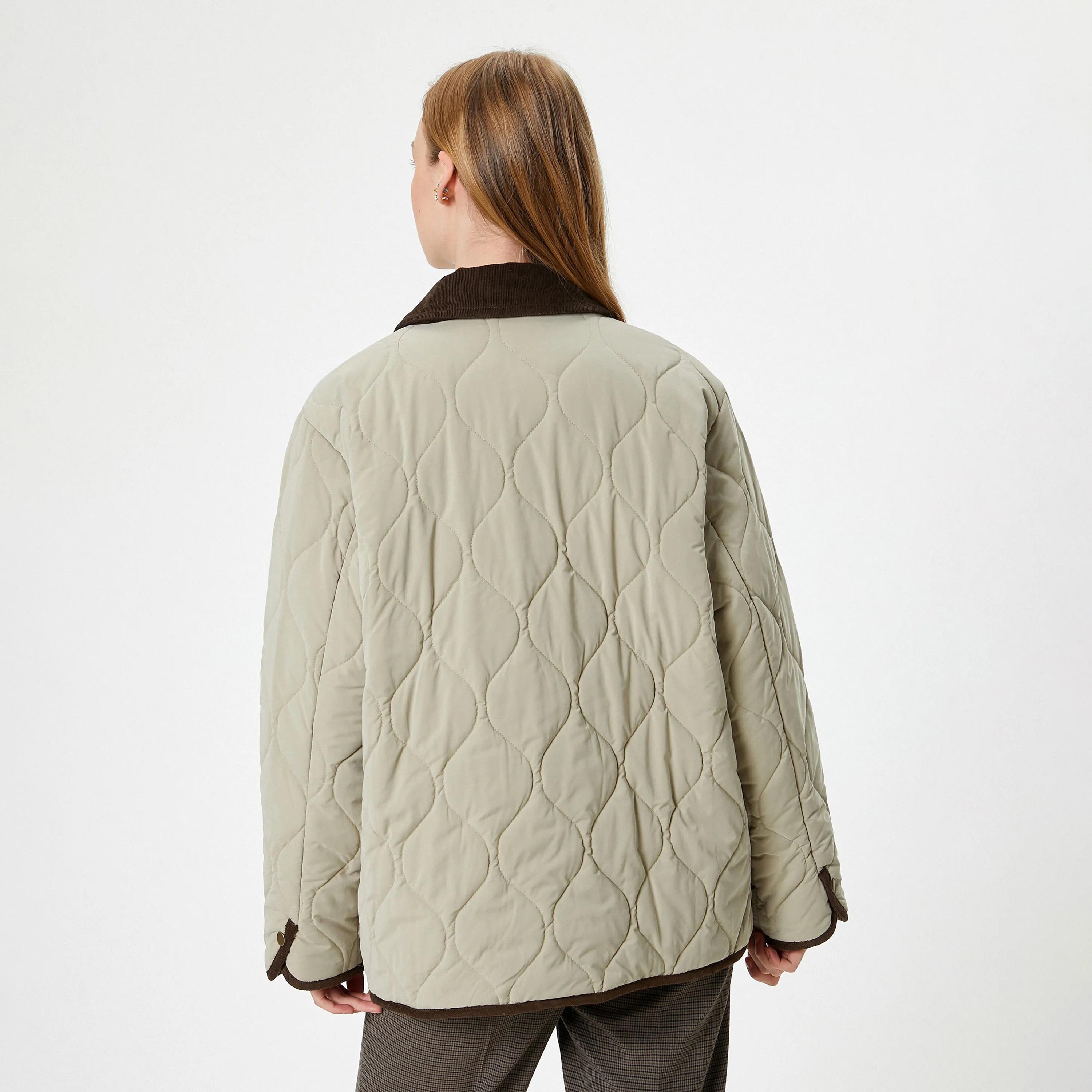 KOTON Green Quilted Collared Women's Jacket-women-winterwear-coatsandjackets-jackets-image-3