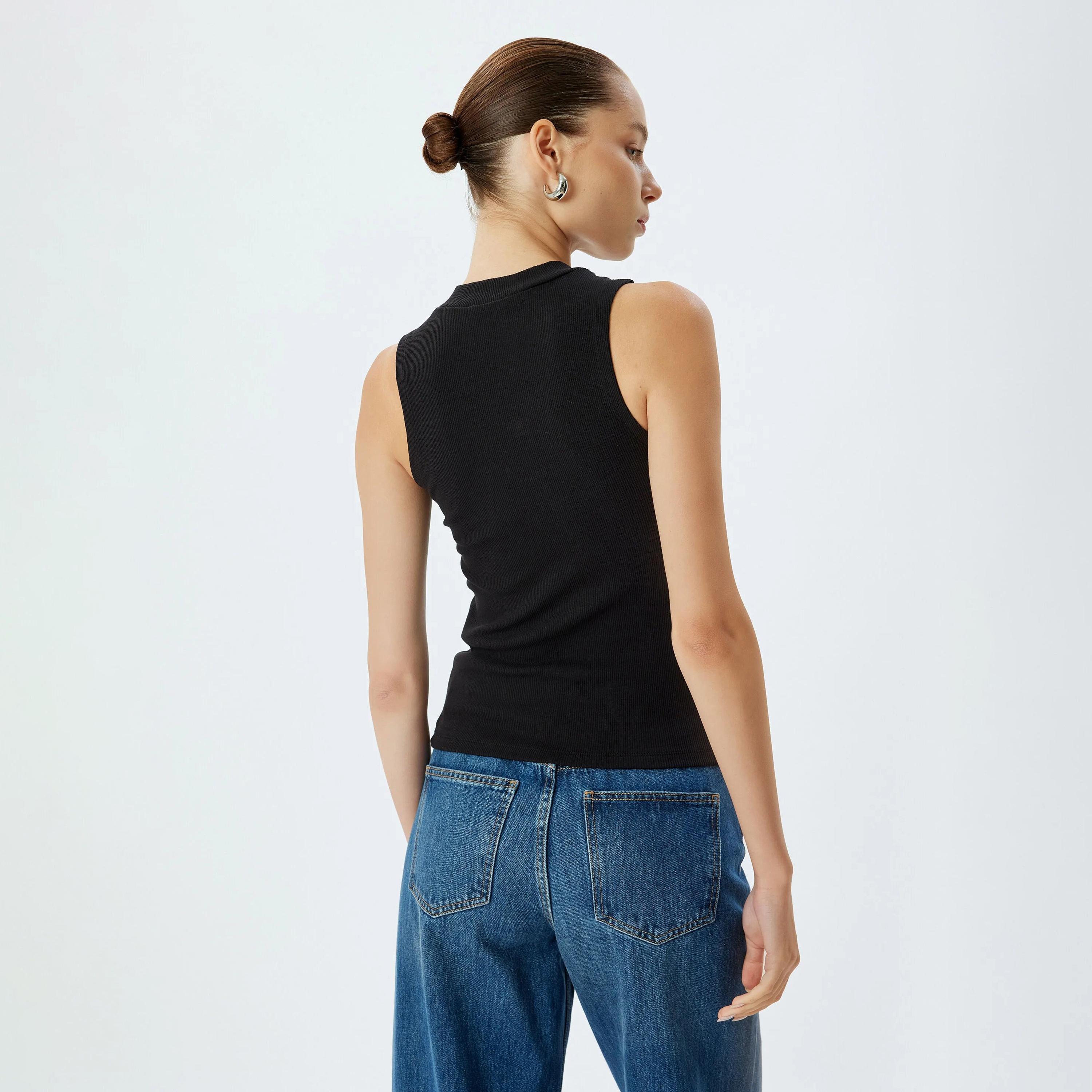 KOTON Black Ribbed Women's Tank Top-women-clothing-shirtsandblouses-blouses-image-3