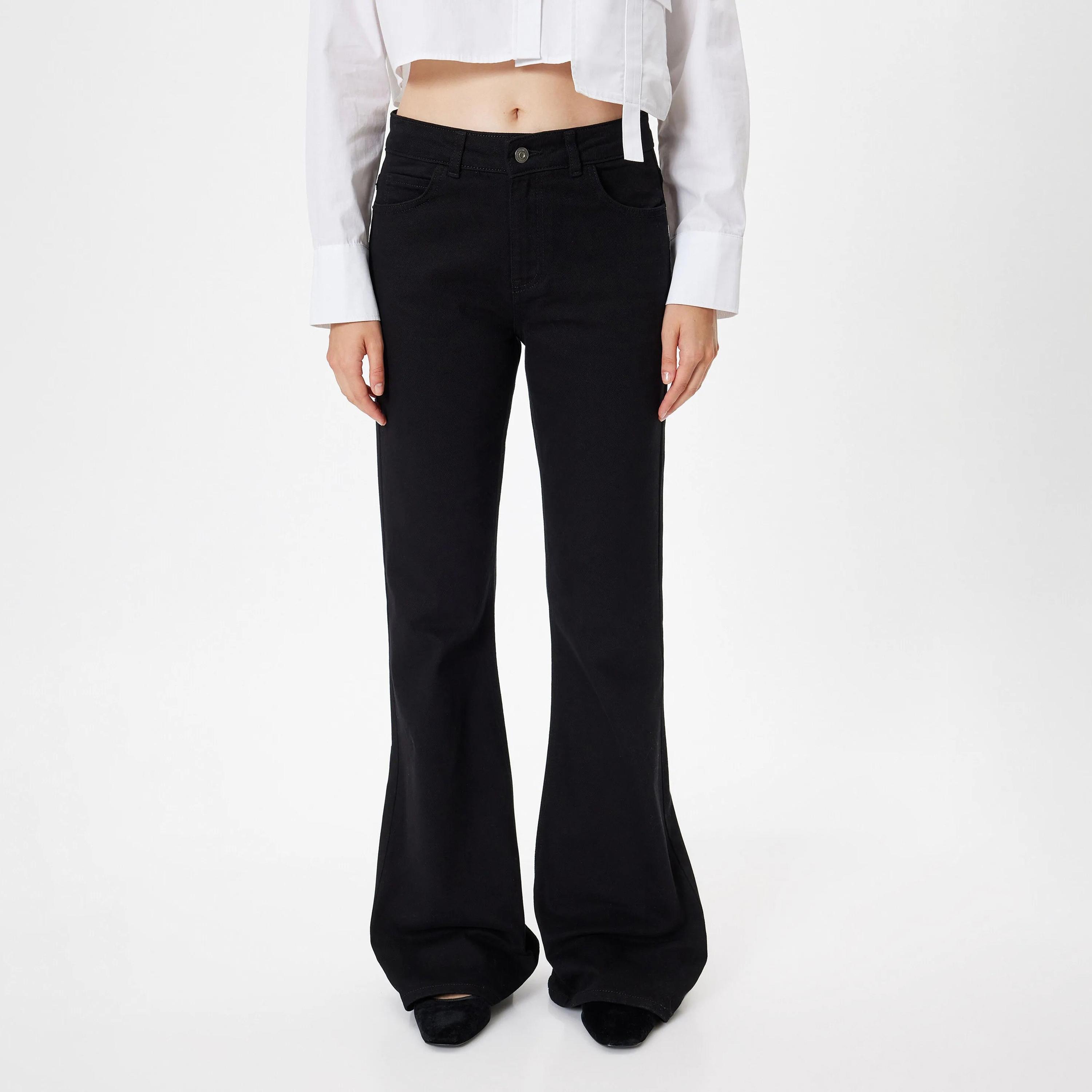 KOTON Flare Fit Plain High-Rise Women's Jeans-women-clothing-bottoms-jeans-image-1