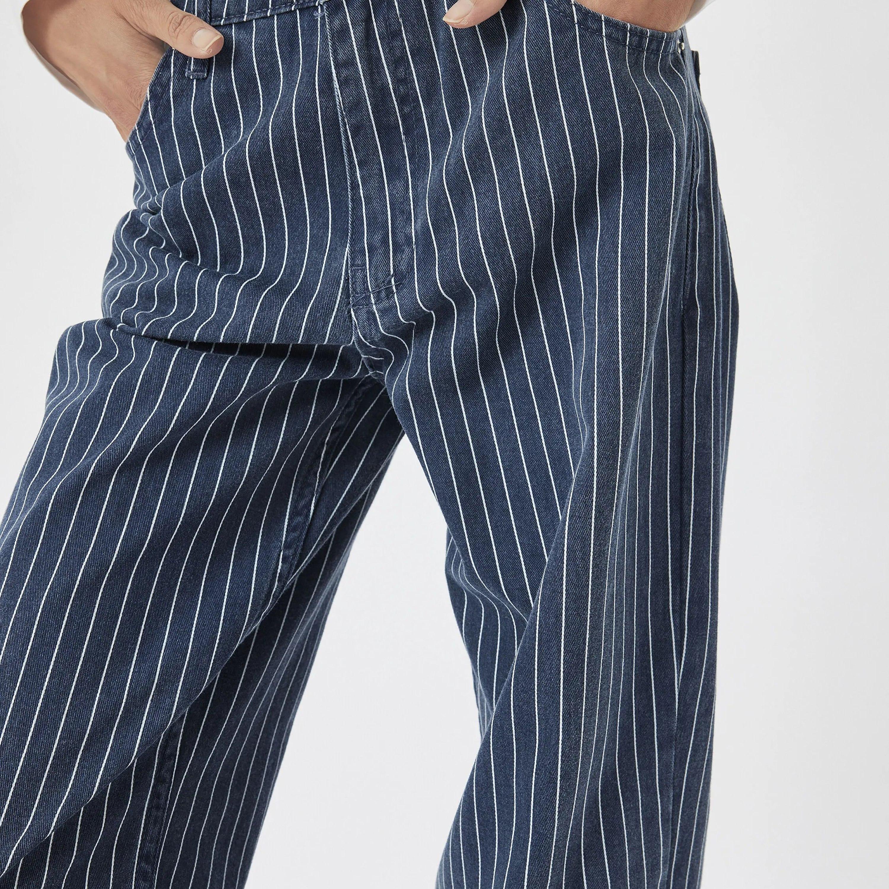بنطلون جينز نسائي مخطط بقصة مستقيمة وخصر مرتفع من كوتون-women-clothing-bottoms-jeans-image-4