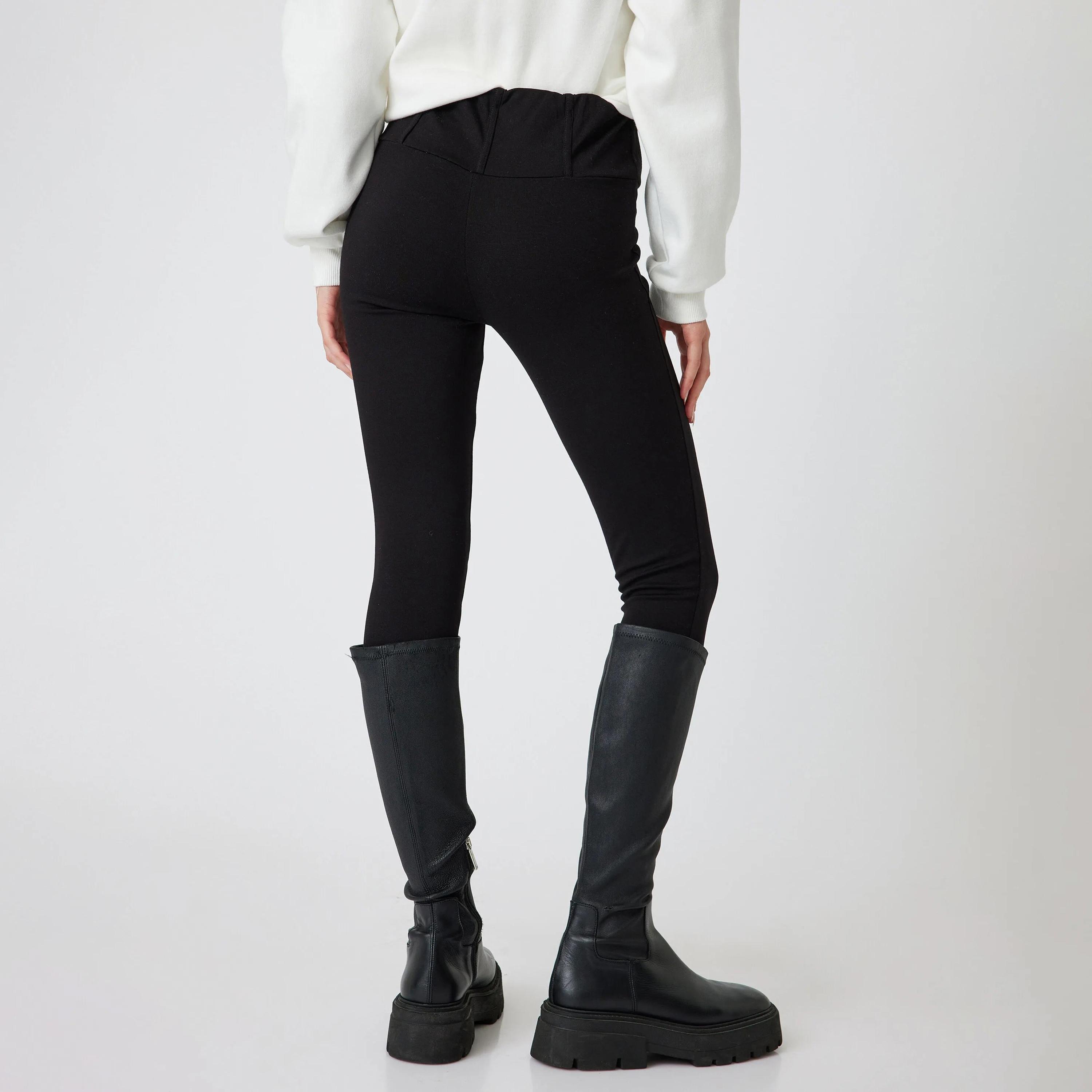 KOTON Black Elasticated Waist Women's Leggings-women-clothing-bottoms-leggings-image-3