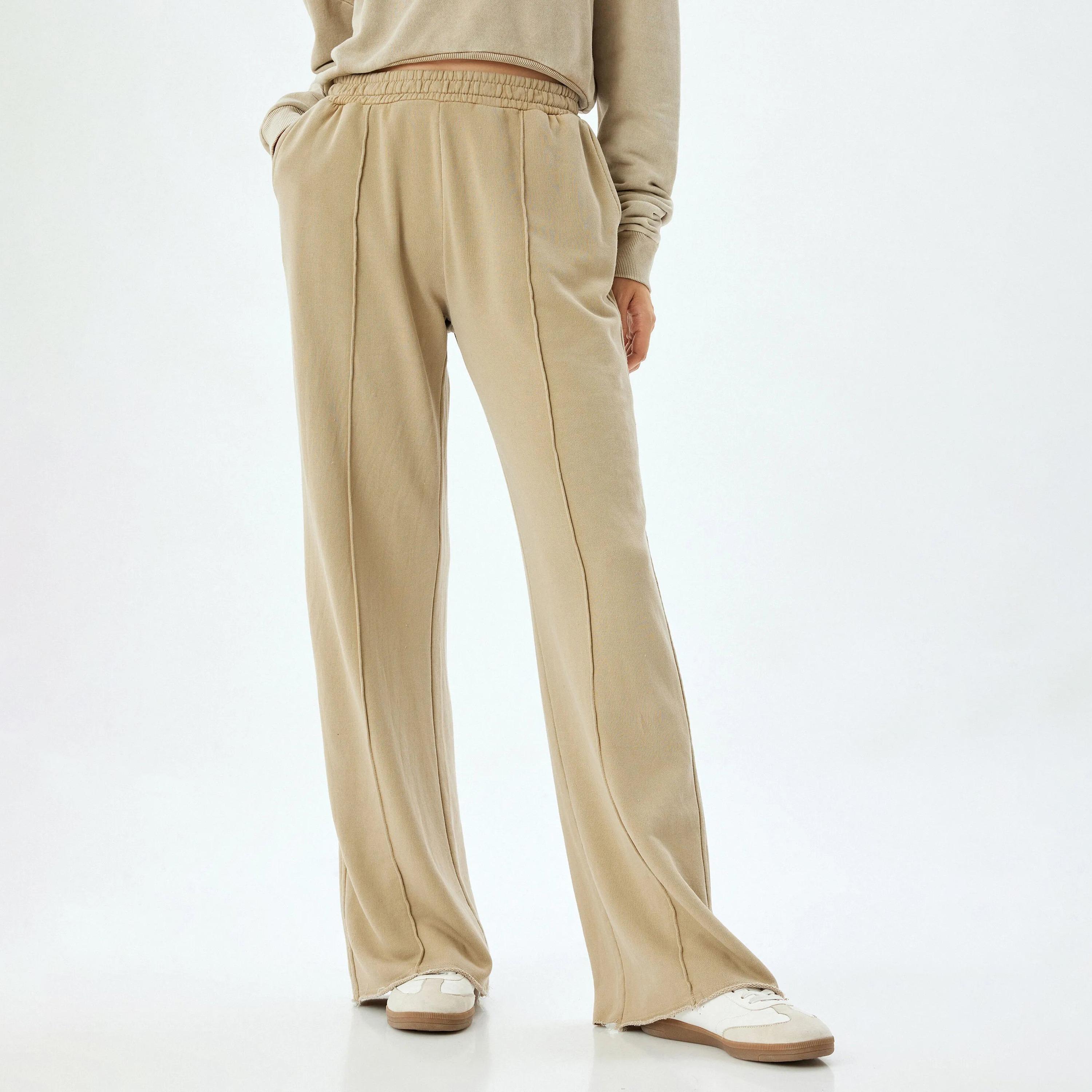 KOTON Beige Elasticated Waist Women's Sweat Pants-women-clothing-bottoms-joggers-image-1