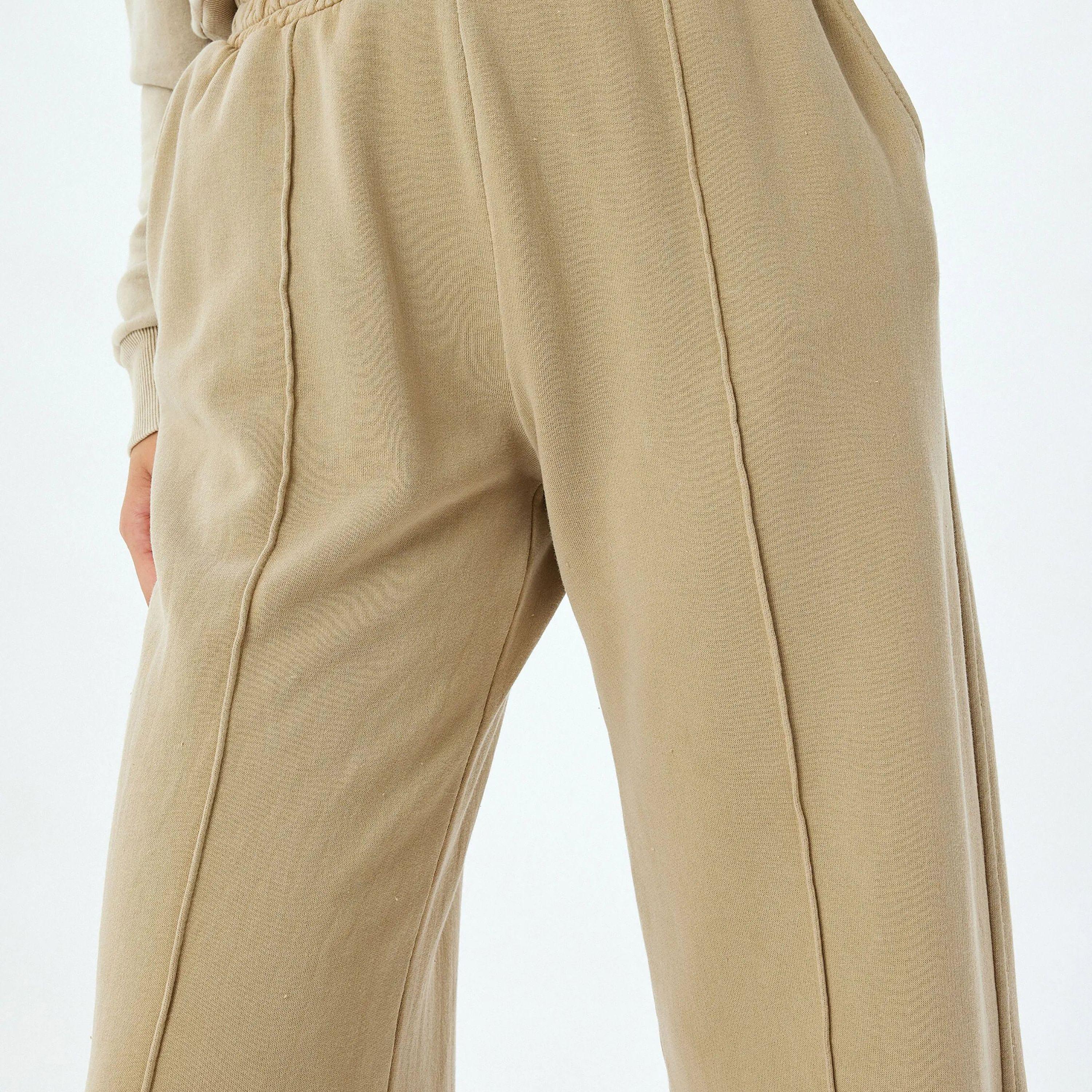 KOTON Beige Elasticated Waist Women's Sweat Pants-women-clothing-bottoms-joggers-image-4