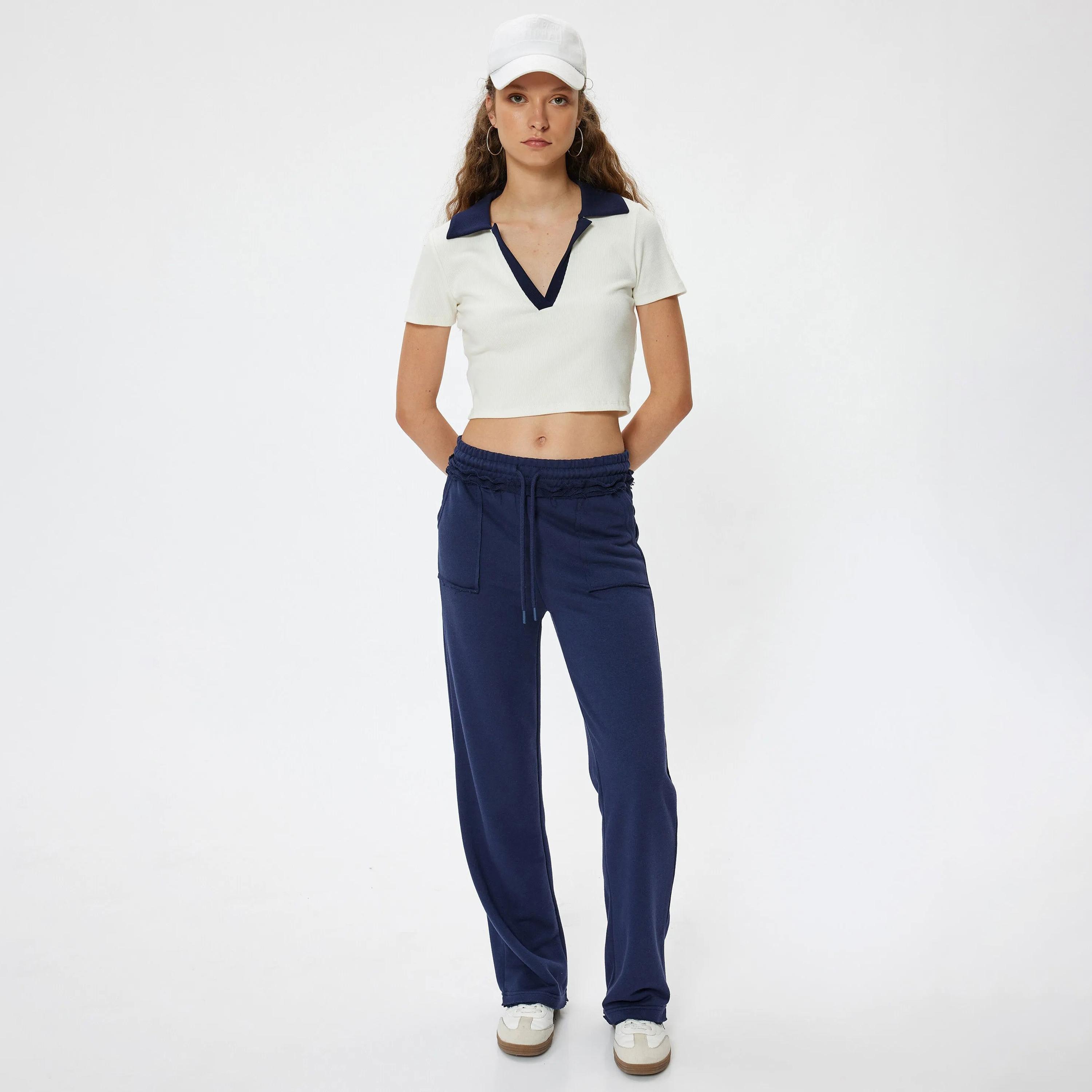 KOTON Blue Elasticated Waist Women's Sweat Pants-women-clothing-bottoms-joggers-image-2